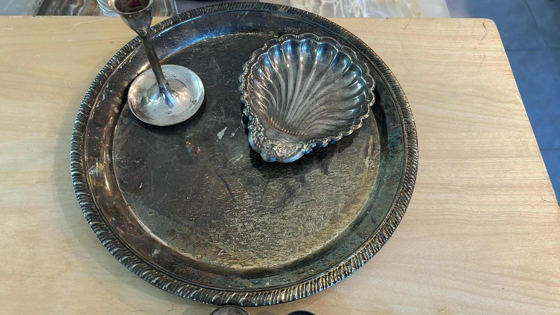 Photo 1 of 7- SALT SPOONS TRAY SMALL CANDLE HOLDER SILVER PLATED