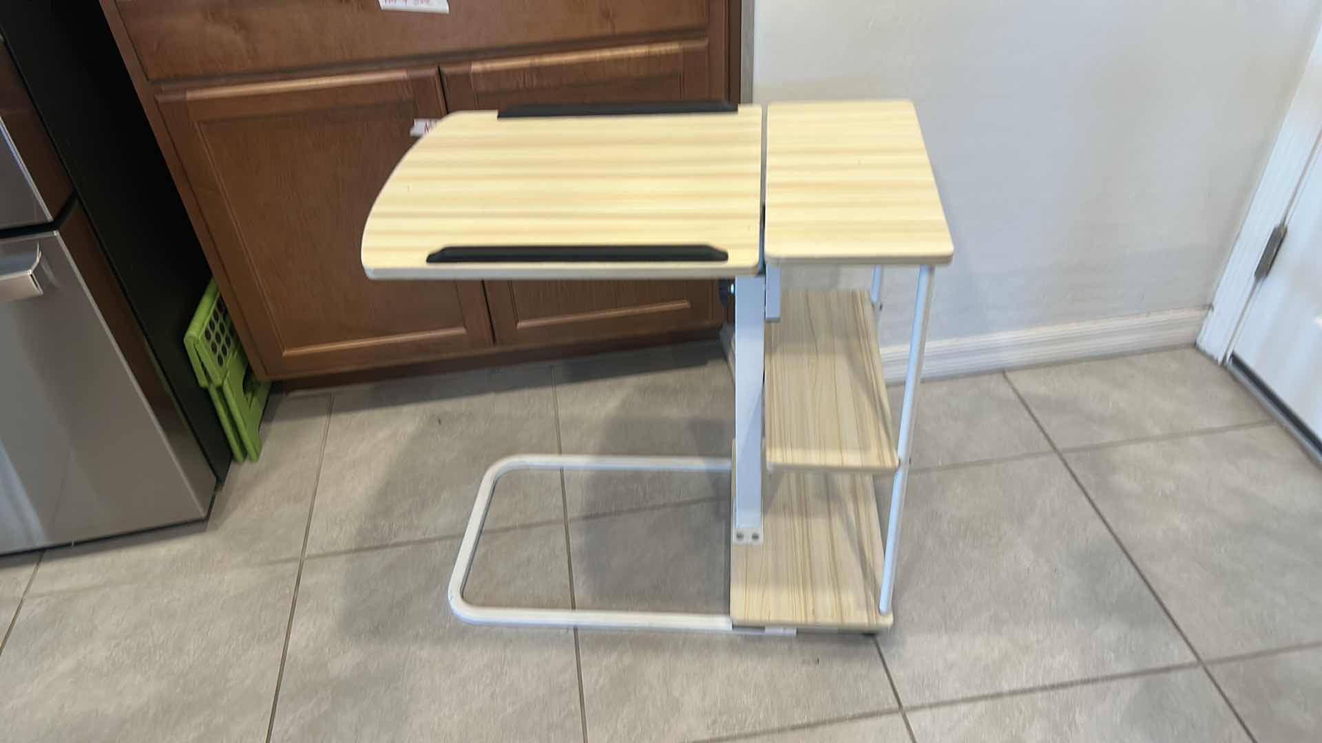 Photo 1 of ADJUSTABLE HEIGHT OVERBED OR C-SHAPED SIDE TABLE ON WHEELS. 27” x 16” x 27”