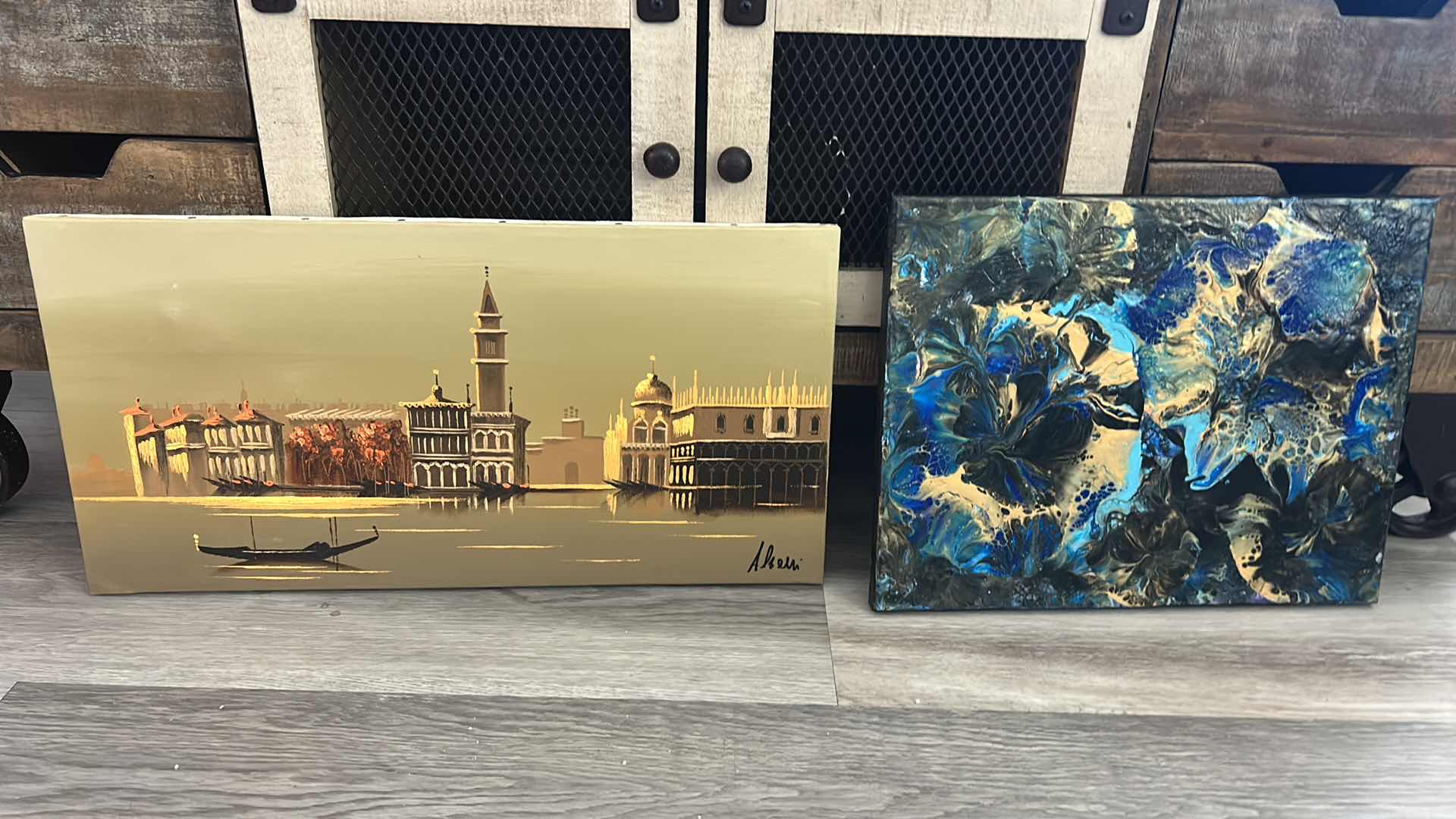 Photo 1 of 2 PC CANVAS ARTWORK, 1 SIGNED ITALY OIL PAINTING  20”X 10”