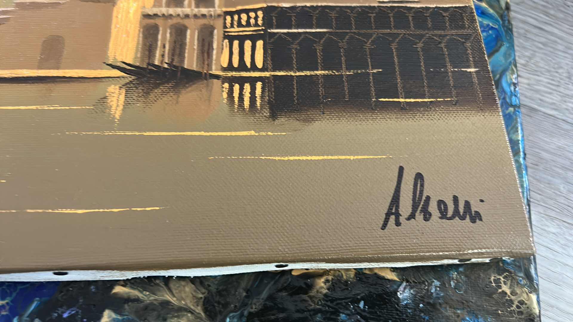 Photo 1 of 2 PC CANVAS ARTWORK, 1 SIGNED ITALY OIL PAINTING  20”X 10”