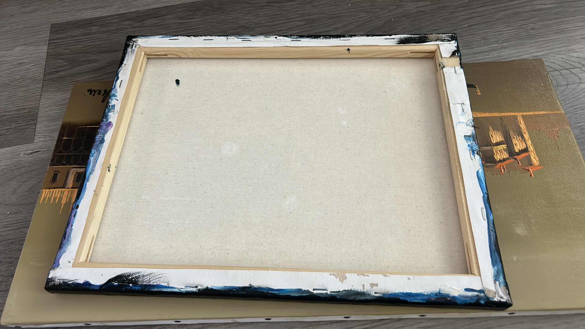 Photo 1 of 2 PC CANVAS ARTWORK, 1 SIGNED ITALY OIL PAINTING  20”X 10”