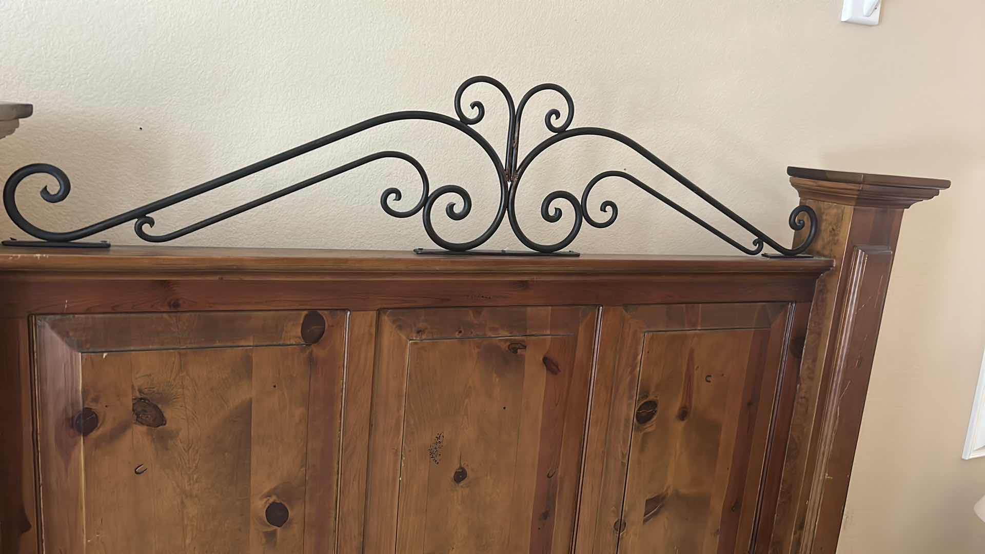 Photo 1 of COUNTRY STYLE PINE AND IRON PANEL FULL SIZE BED MATTRESS SOLD SEPARATELY