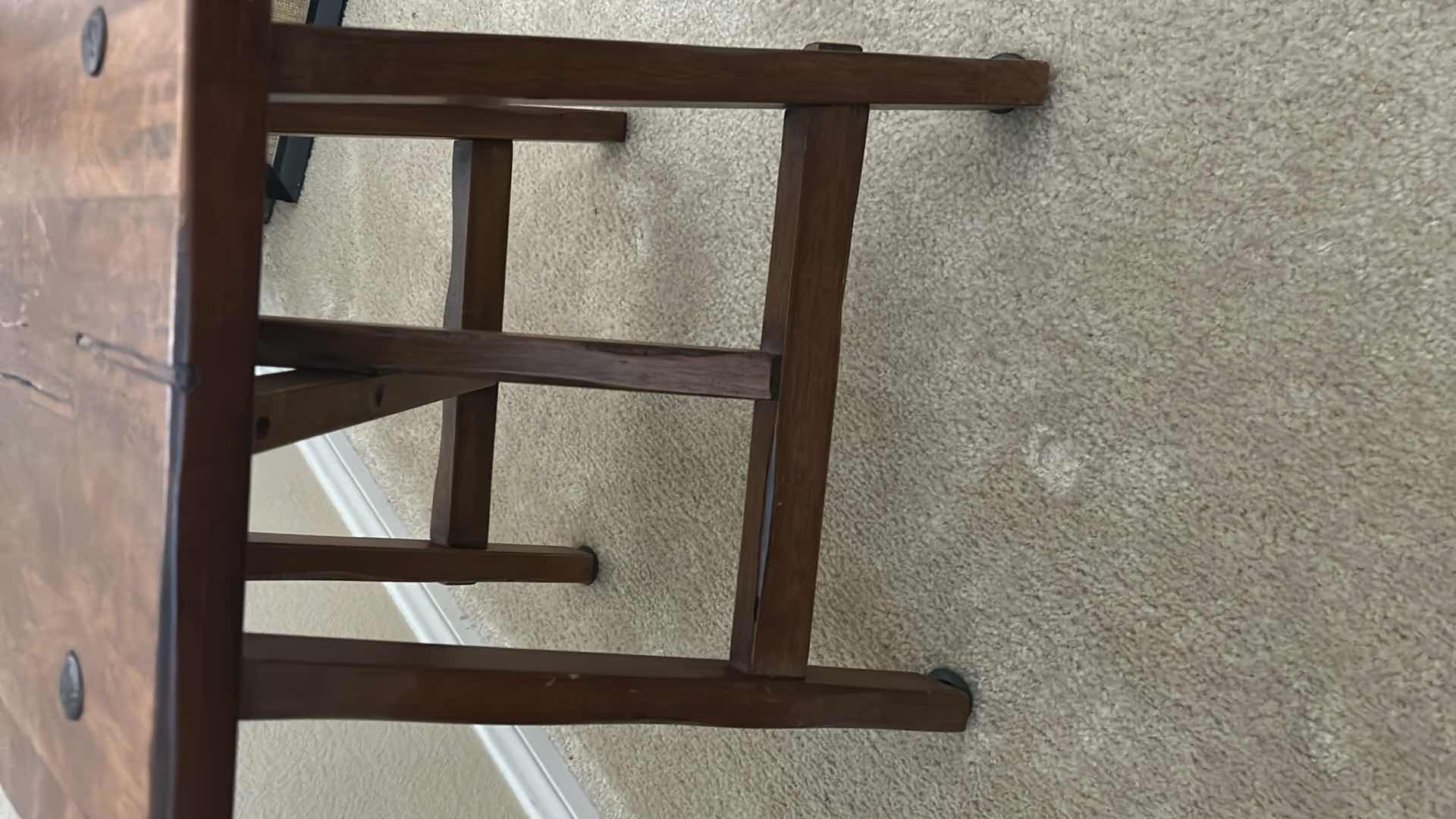 Photo 1 of RUSTIC WOODEN SAWBUCK STOOL 16" X 16" H 18"