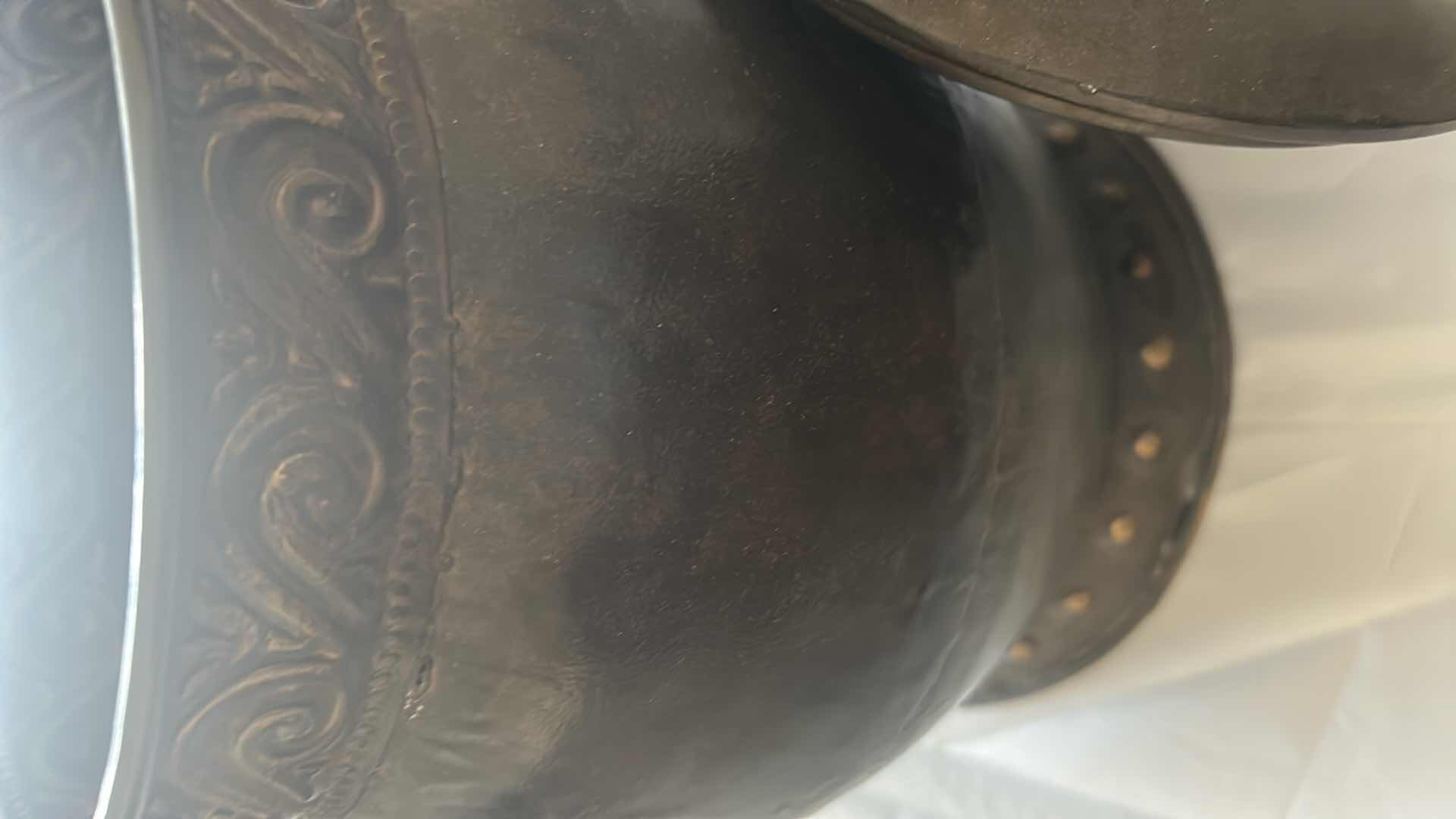 Photo 1 of ORNATE METAL LIDDED DECORATIVE JAR H 13"