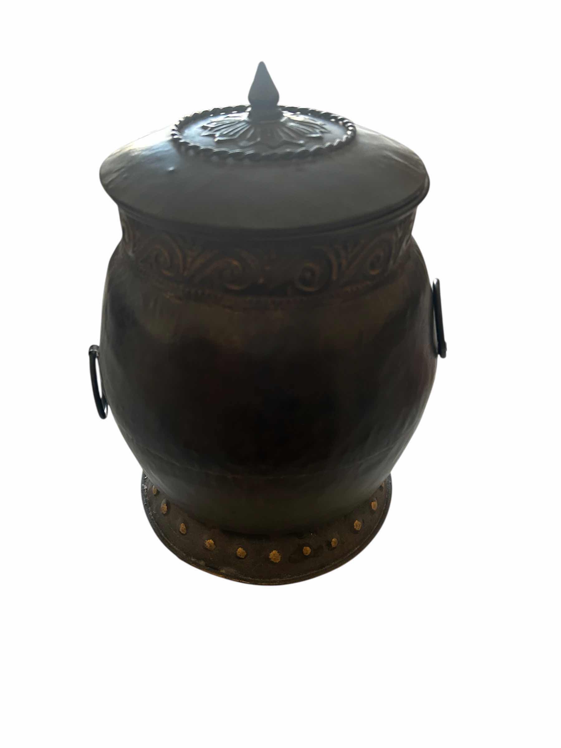 Photo 1 of ORNATE METAL LIDDED DECORATIVE JAR H 13"