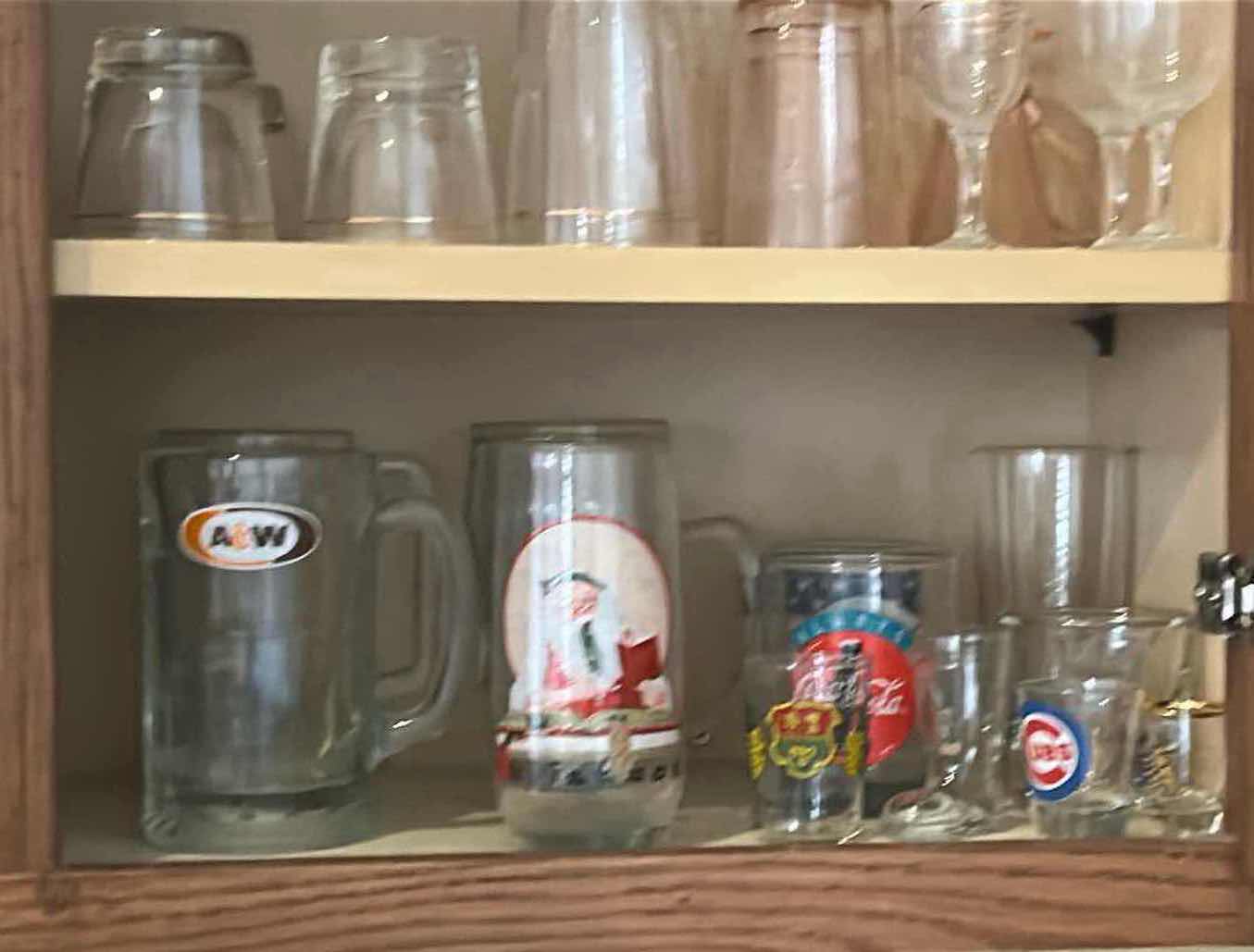 Photo 1 of CONTENTS OF 2 SHELVES ASSORTED GLASSWARE