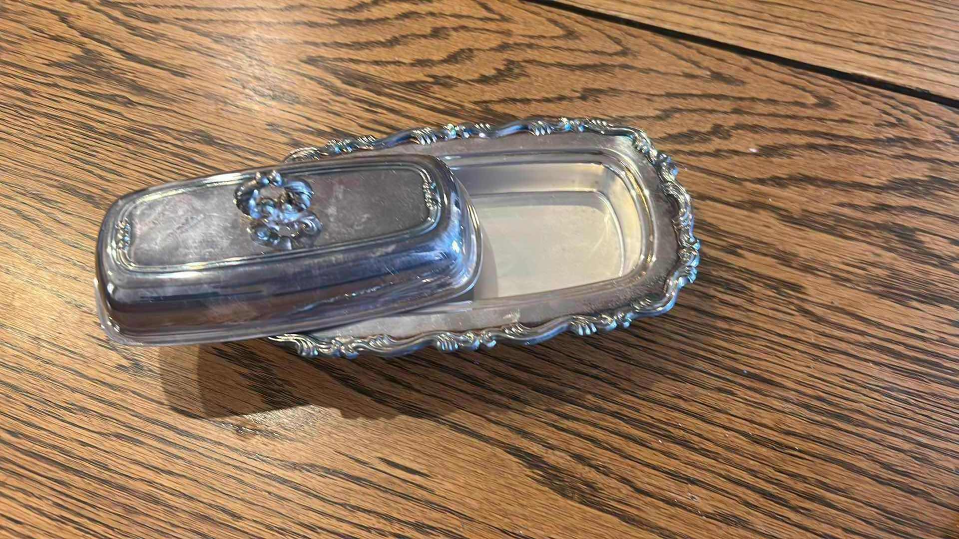 Photo 1 of 2 VINTAGE BRASS SALT PEPPER & SILVER PLATED BUTTER DISH