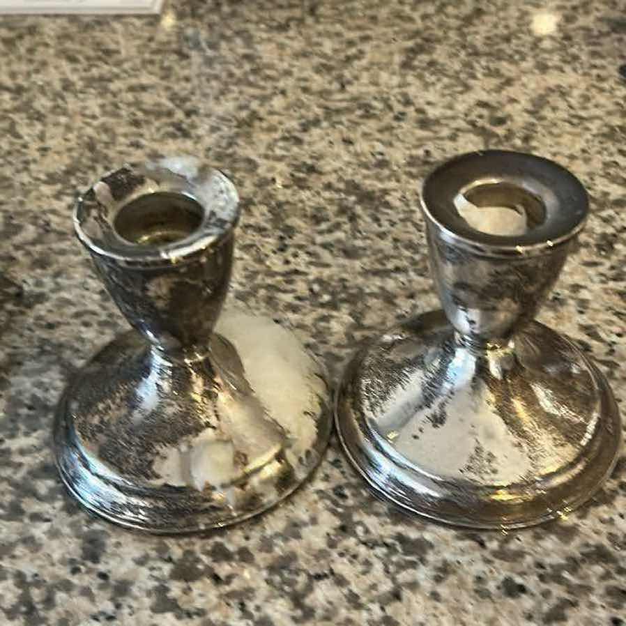 Photo 1 of 2- SILVER PLATED CANDLE HOLDER SALT PEPPER 4"