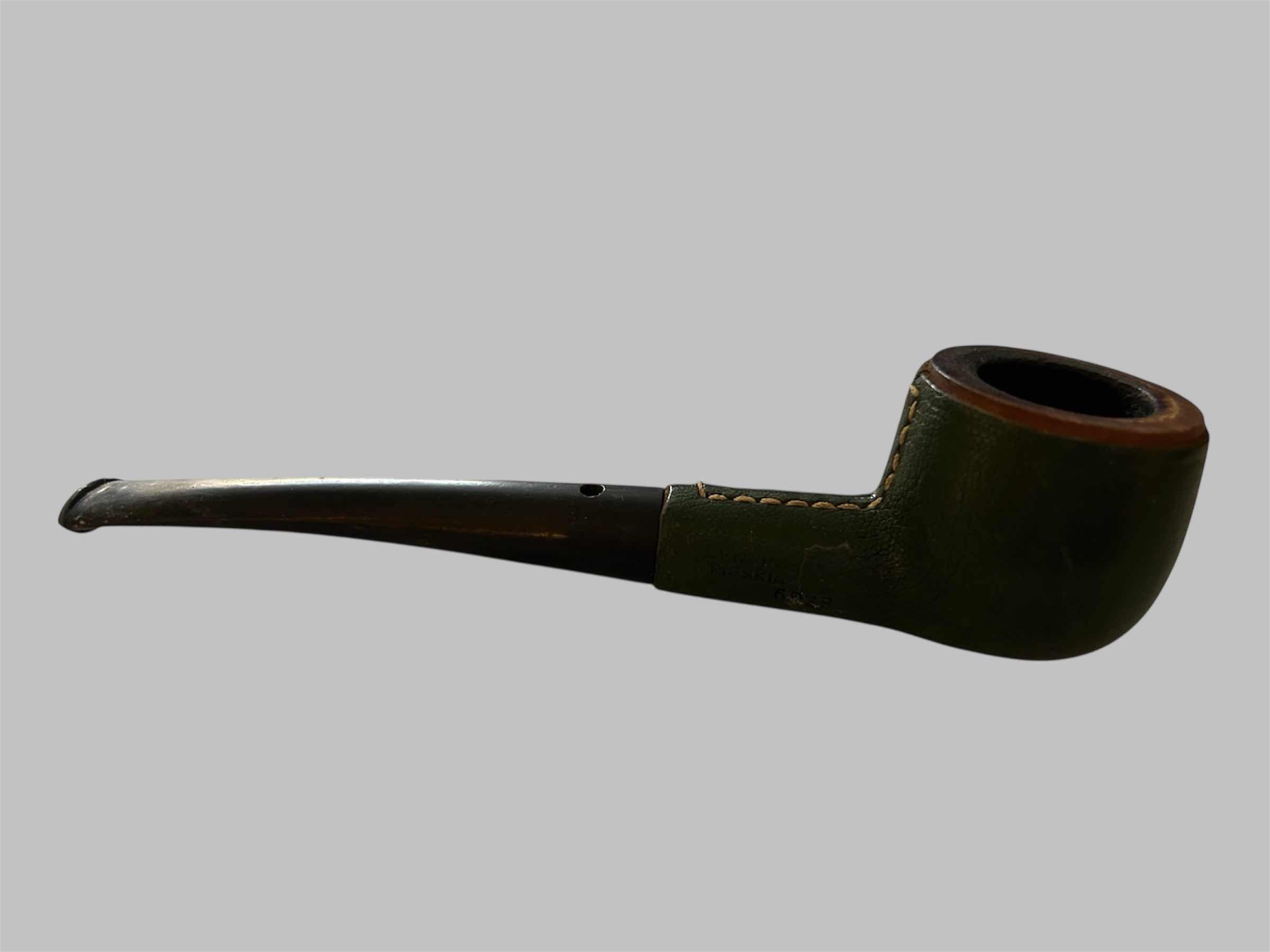 Photo 1 of LEATHER COVERED TOBACCO PIPE
