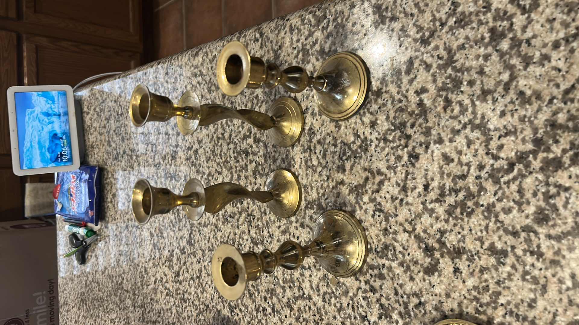 Photo 1 of 9- VINTAGE BRASS CANDLESTICKS SUGAR CREAMER FROM INDIA