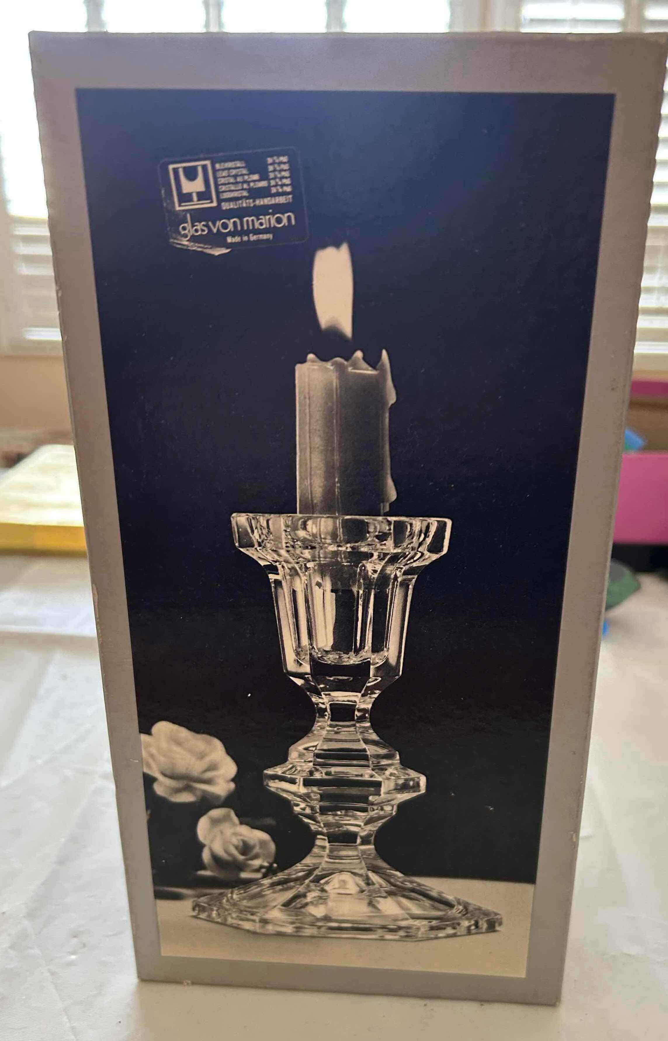 Photo 1 of " GLAS VON MARION" HEXAGONAL LEAD CRYSTAL CANDLE HOLDER