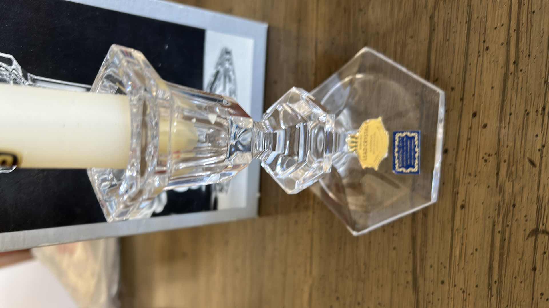 Photo 1 of " GLAS VON MARION" HEXAGONAL LEAD CRYSTAL CANDLE HOLDER