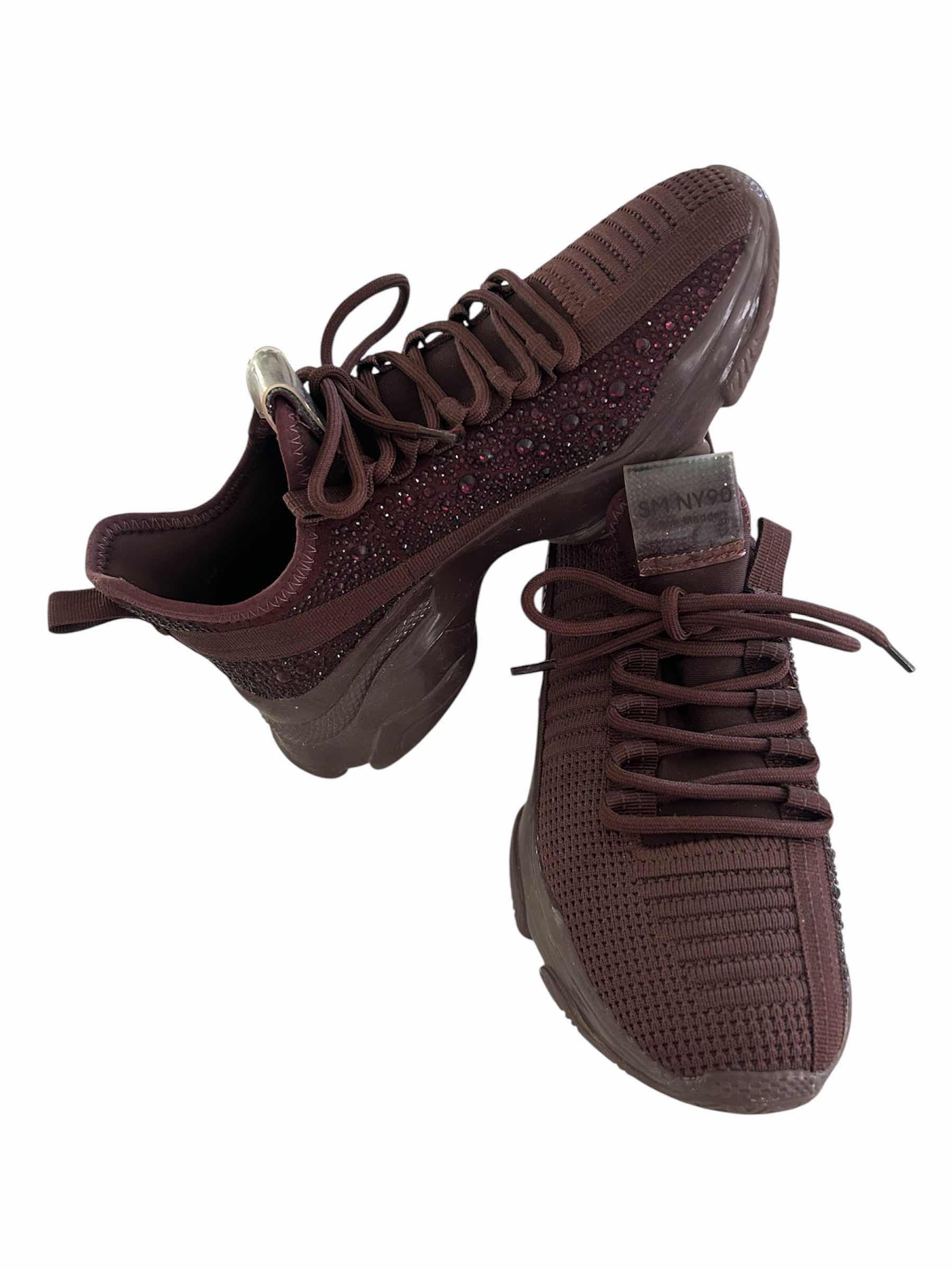 View 2 of STEVE MADDEN WOMENS SNEAKERS MAXIMA BURGUNDY GLITZY RHINESTONE GUM BOTTOM SZ 8M