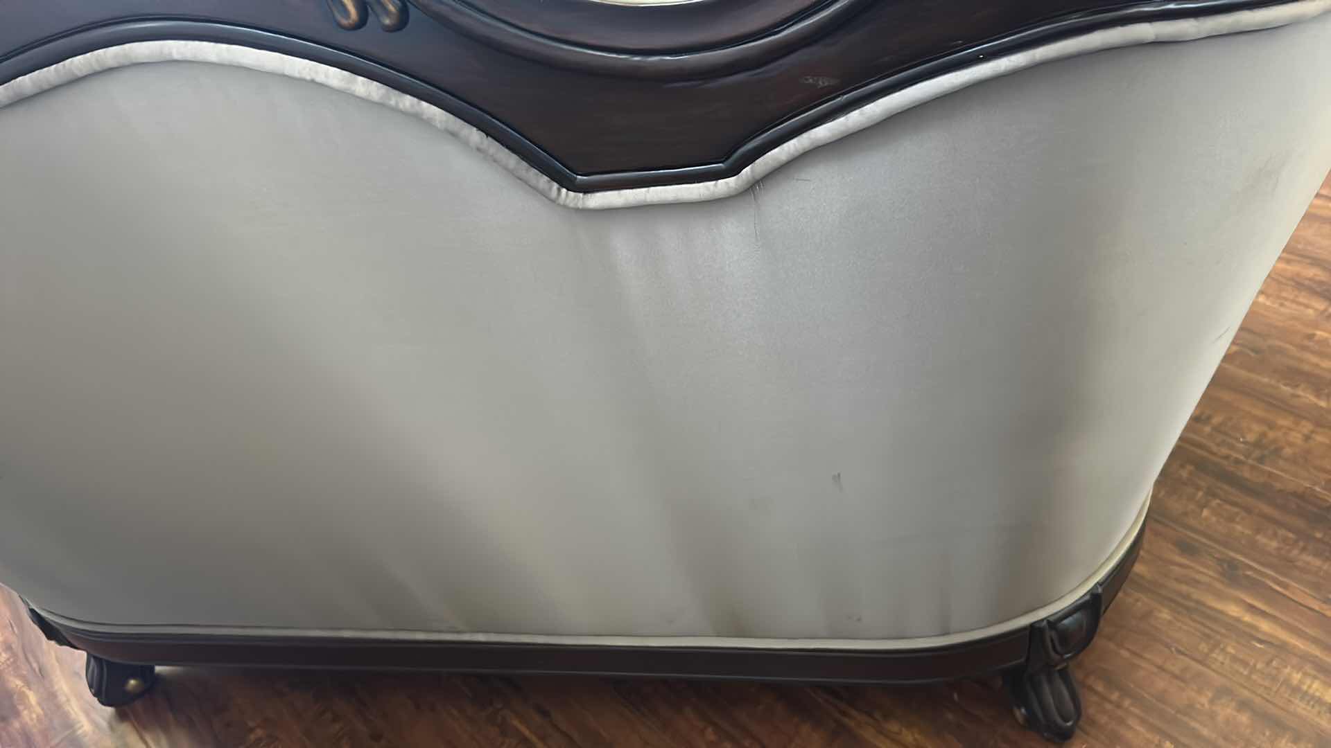 Photo 1 of CLASSIC CONSTANTINE SOFA LOVESEAT ORNATE CARVED WOOD FRAME DARK WALNUT FINISH PAISLEY PATTERNED FABRIC W 3 DECORATIVE PILLOWS