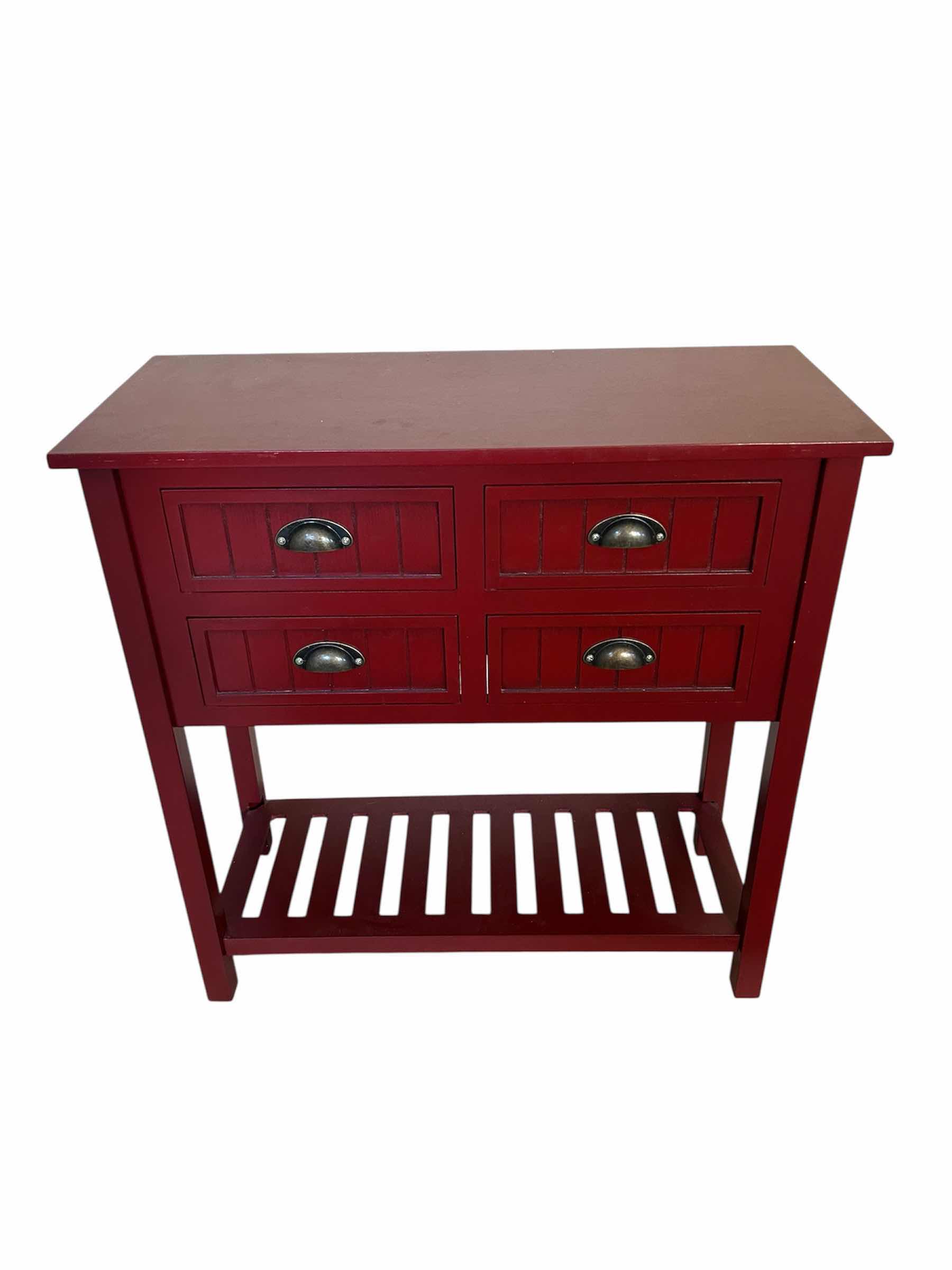 Photo 1 of RED WOOD 4 DRAWER CONSOLE TABLE  42" X 14" H 33"