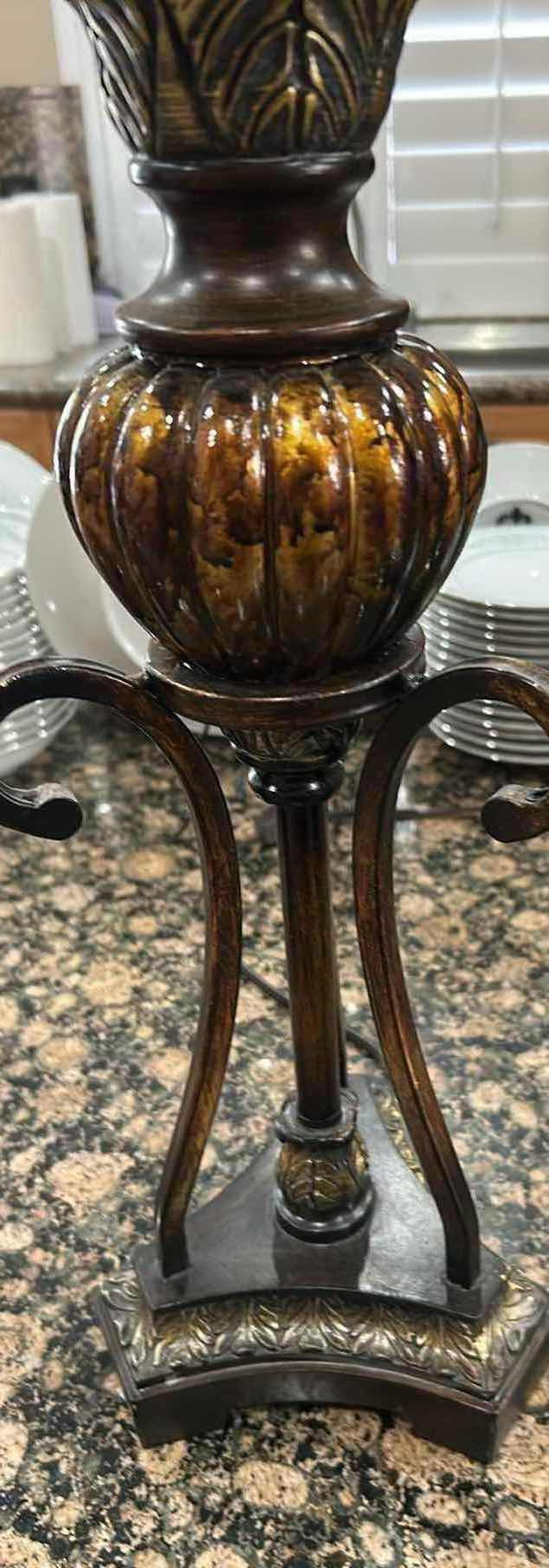 Photo 1 of MEDITERRANEAN STYLE BROWN METAL UPLIGHT TABLE LAMP H 27"