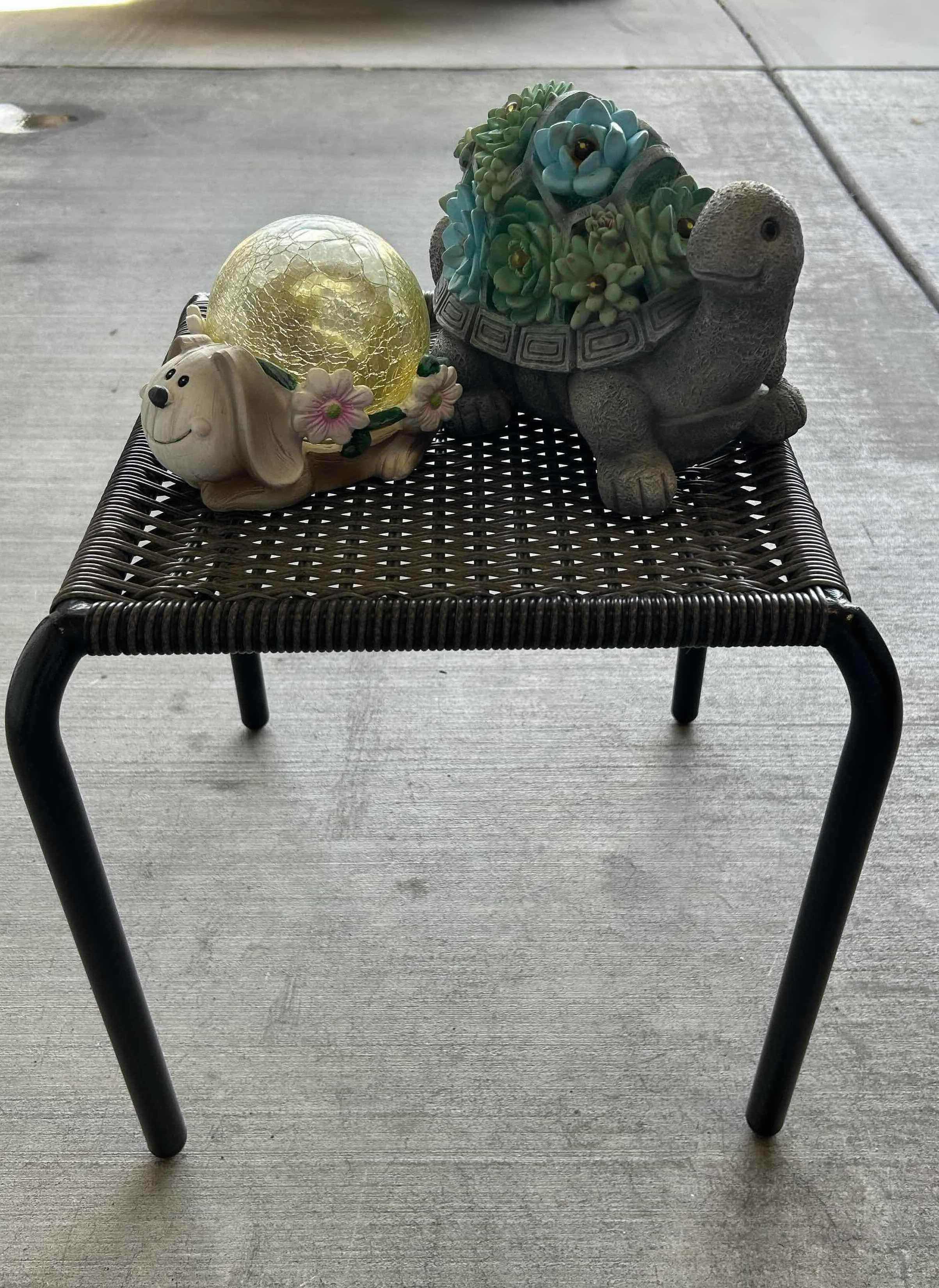 Photo 1 of OUTDOOR TABLE W DECORATIVE NAUTICAL SHELL SOLAR TURTLE DOG