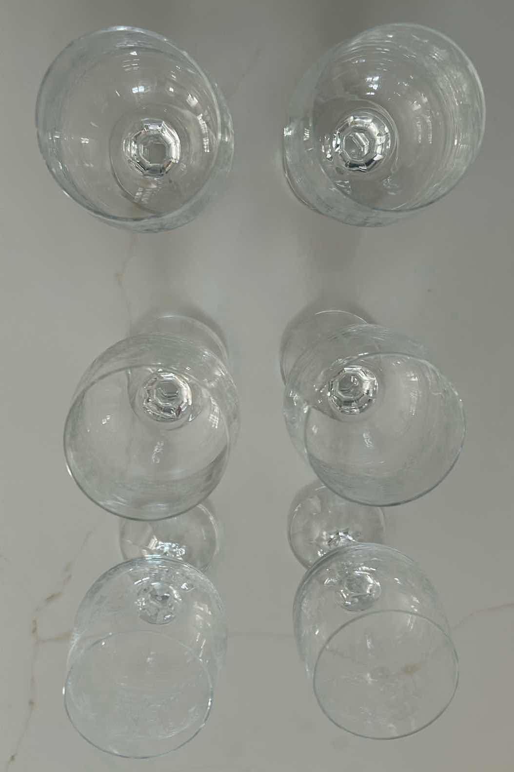 Photo 1 of 6-  BOHEMIA CRYSTAL CASCADE ETCHED WINE GOBLETS H 5"