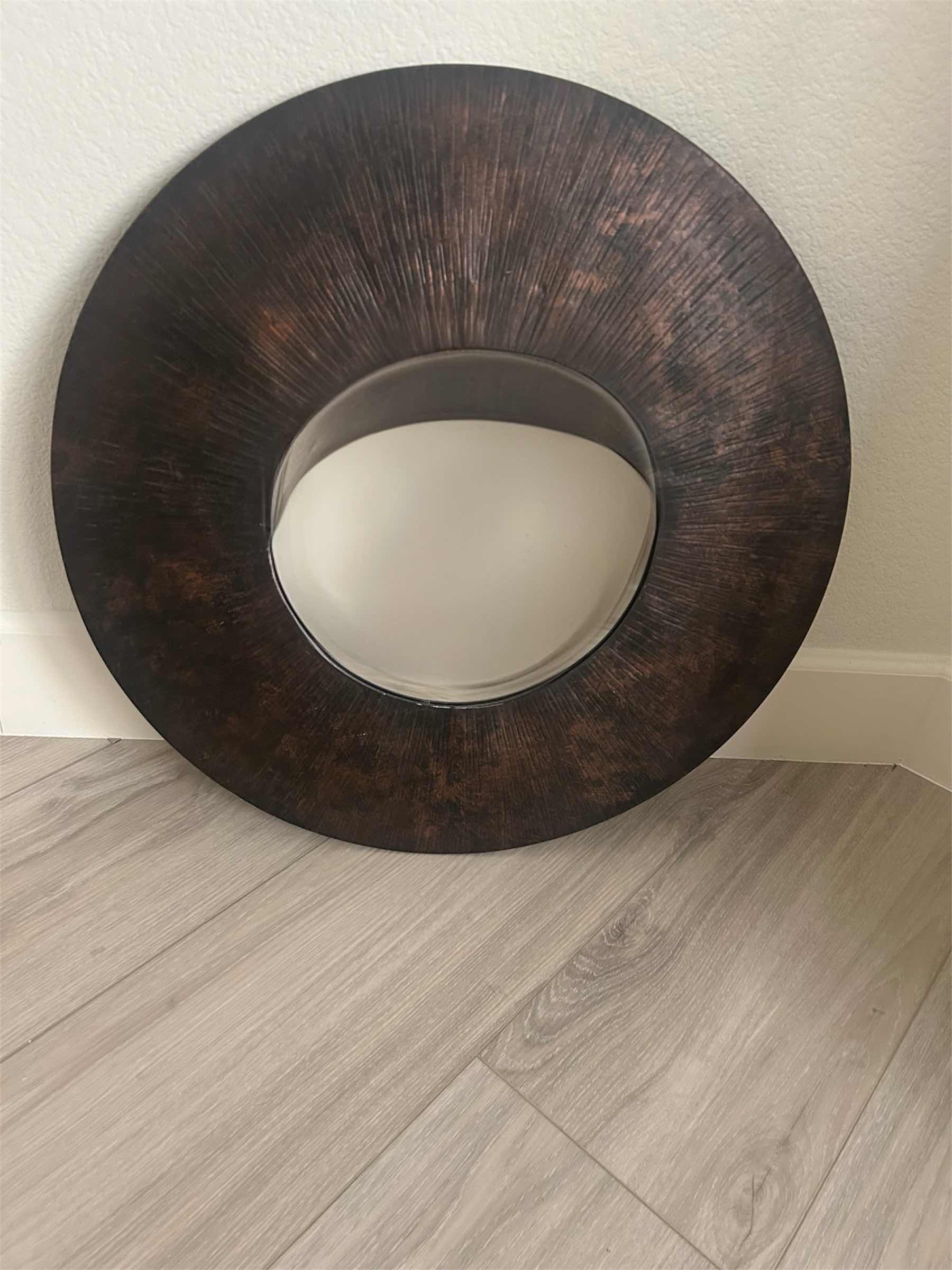 Photo 1 of ASHLEY BARTLEBY ROUND ACCENT MIRROR W BURNISHED COPPER DARK BRONZE FINISH 24" X 24" RETAIL $160