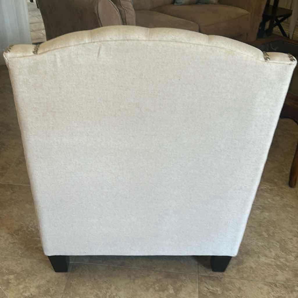 Photo 1 of 55 DOWNING STREET TIVOLI BEIGE LINEN TUFTED ARMCHAIR