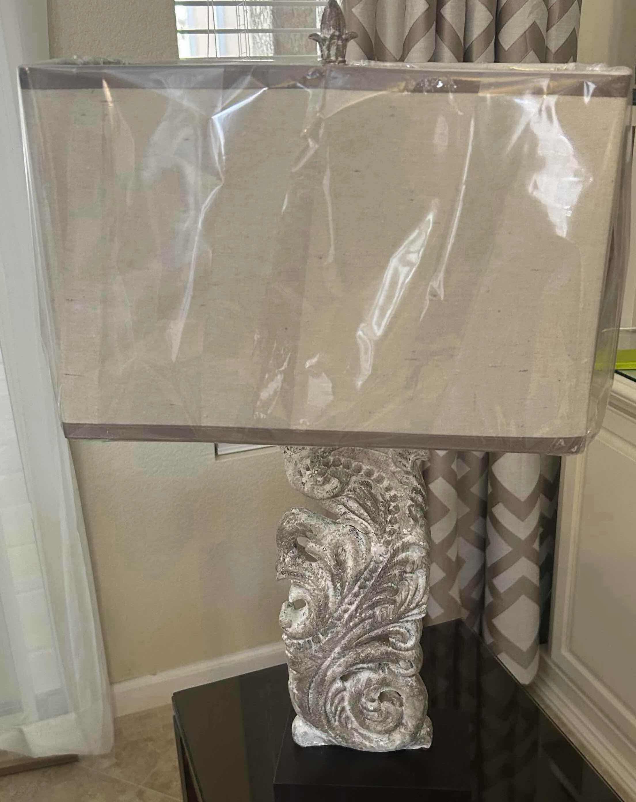 Photo 1 of CRESTVIEW COLLECTION FRENCH RELIC TABLE LAMP W RESIN METAL SCULPTURAL BASE H 27"