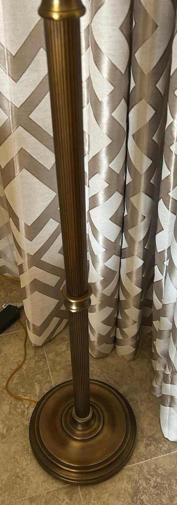 Photo 1 of ANTIQUE BRASS TORCHIERE FLOOR LAMP H 70"