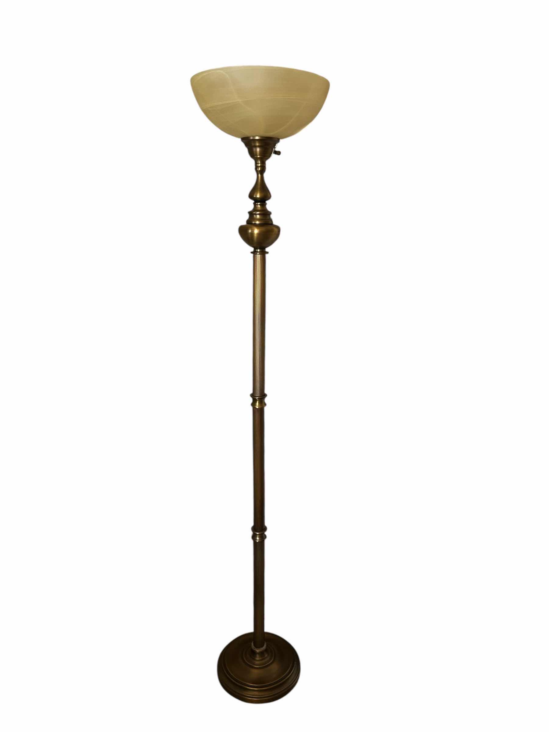 Photo 1 of ANTIQUE BRASS TORCHIERE FLOOR LAMP H 70"