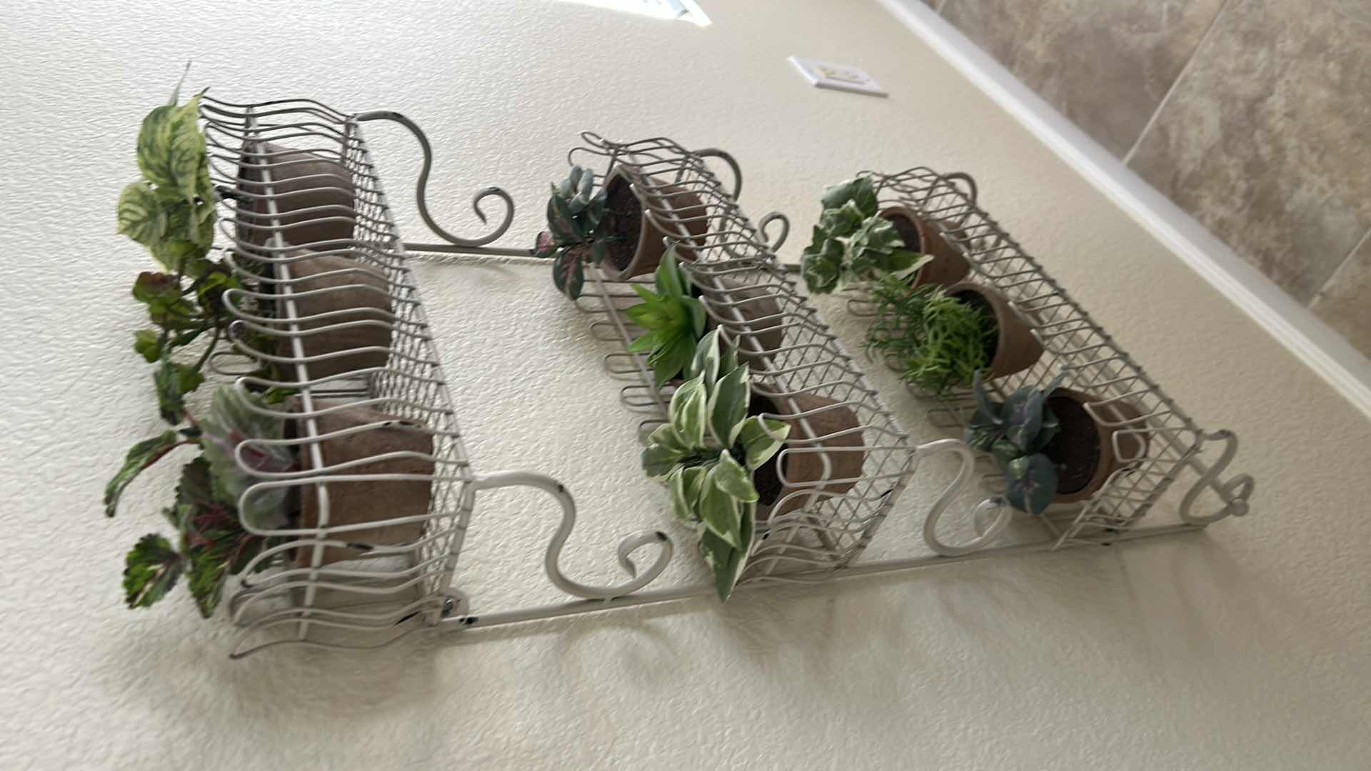 Photo 1 of BEIGE WIRE WALL MOUNTED SPICE OR PLANT RACK 15" X 28"