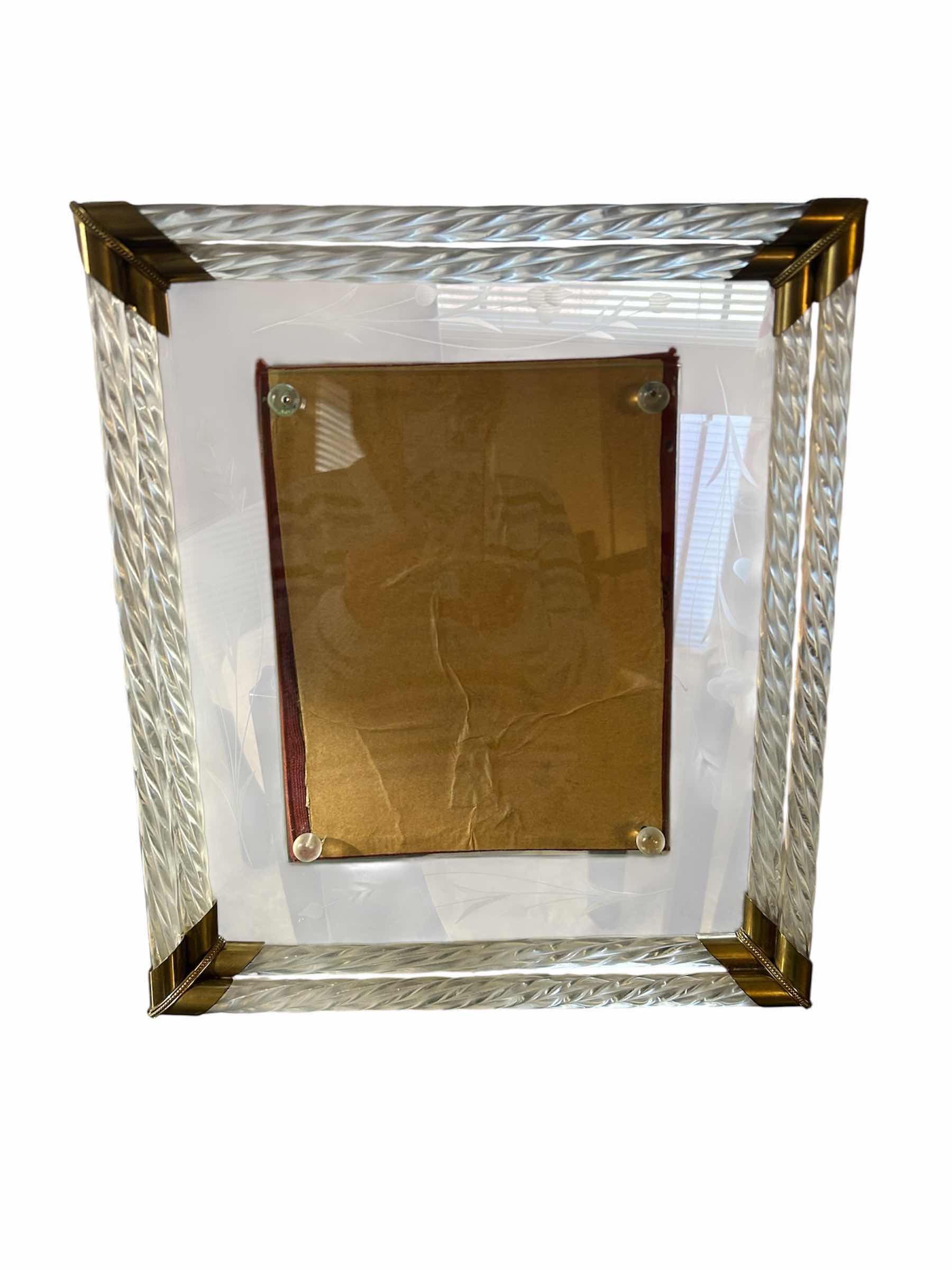 Photo 1 of ANTIQUE MURANO TWISTED GLASS PICTURE FRAME ITALIAN ART DECO 13" X 18" RETAIL