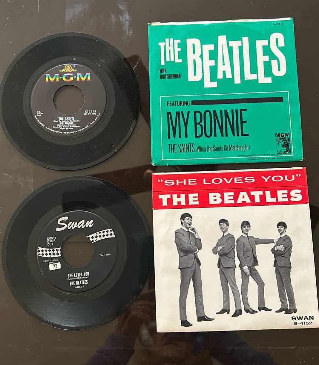 View 1 of COLLECTABLE VINTAGE VINYL RECORDS THE BEATLES "SHE LOVES YOU" & MGM PRESSING "MY BONNIE" W TONY SHERIDAN