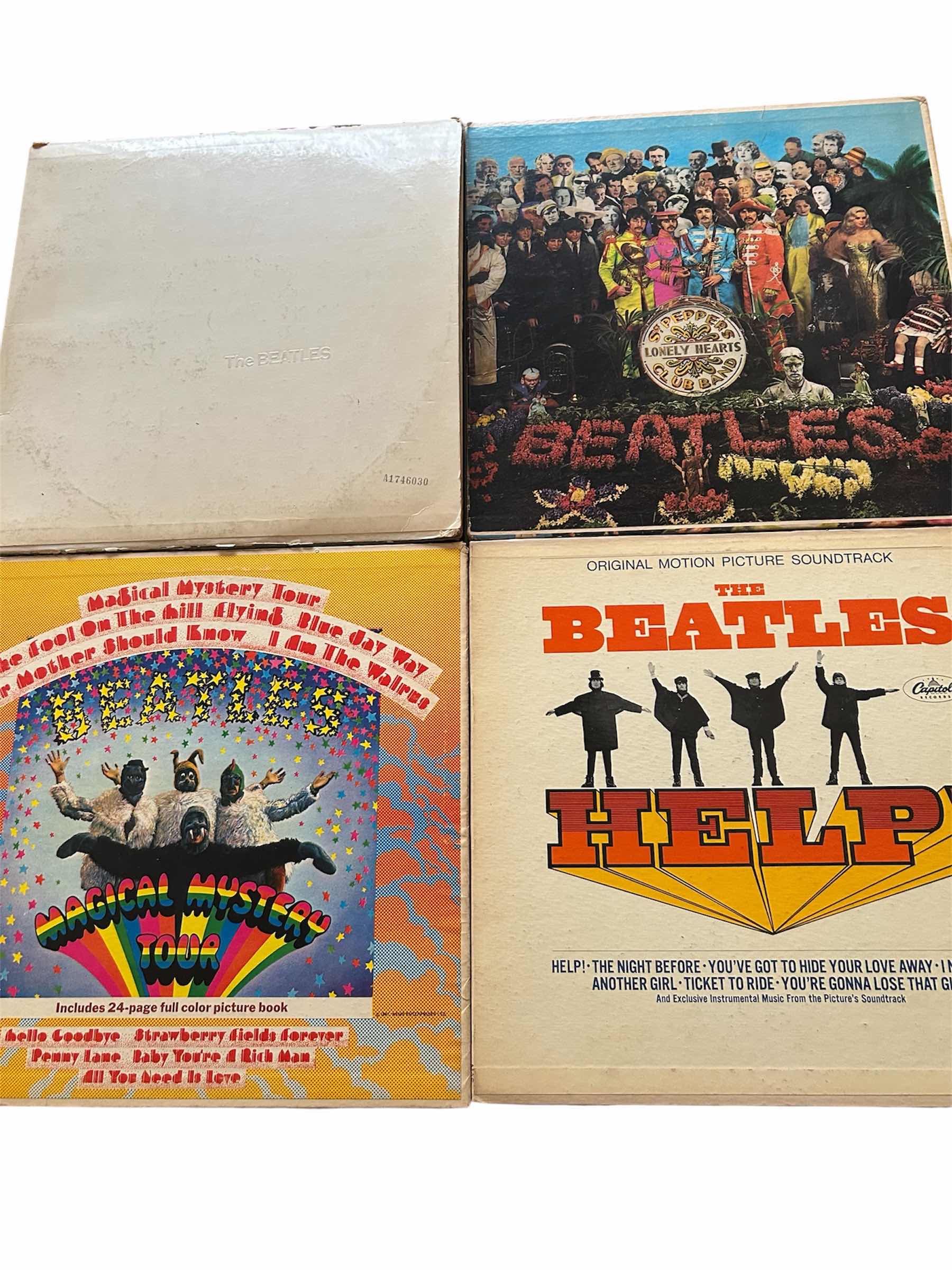 Photo 1 of 4-VINTAGE COLLECTION OF THE BEATLES ALBUM HELP SGT PEPPER MAGICAL MYSTERY TOUR THE WHITE ALBUM