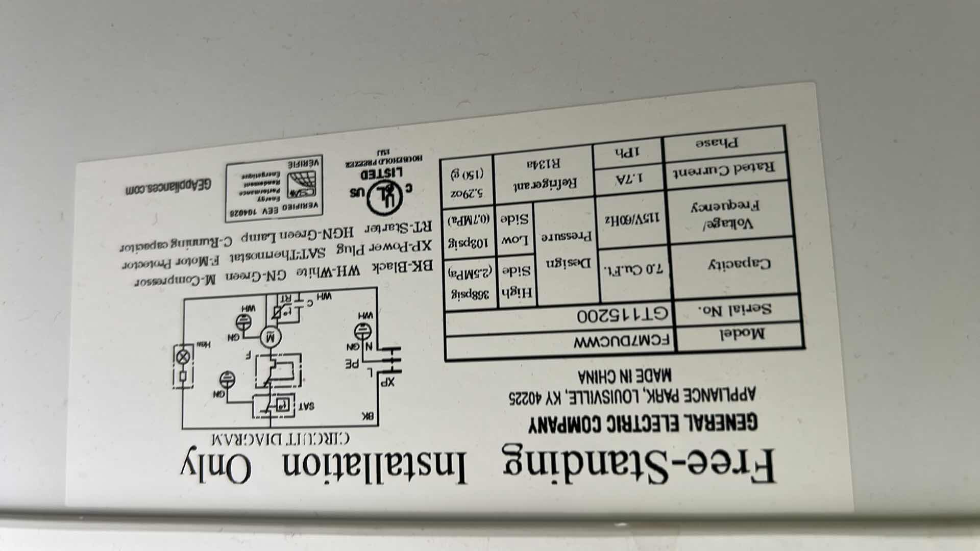 Photo 1 of GE 10.7 CU MANUAL DEFROST CHEST  FREEZER