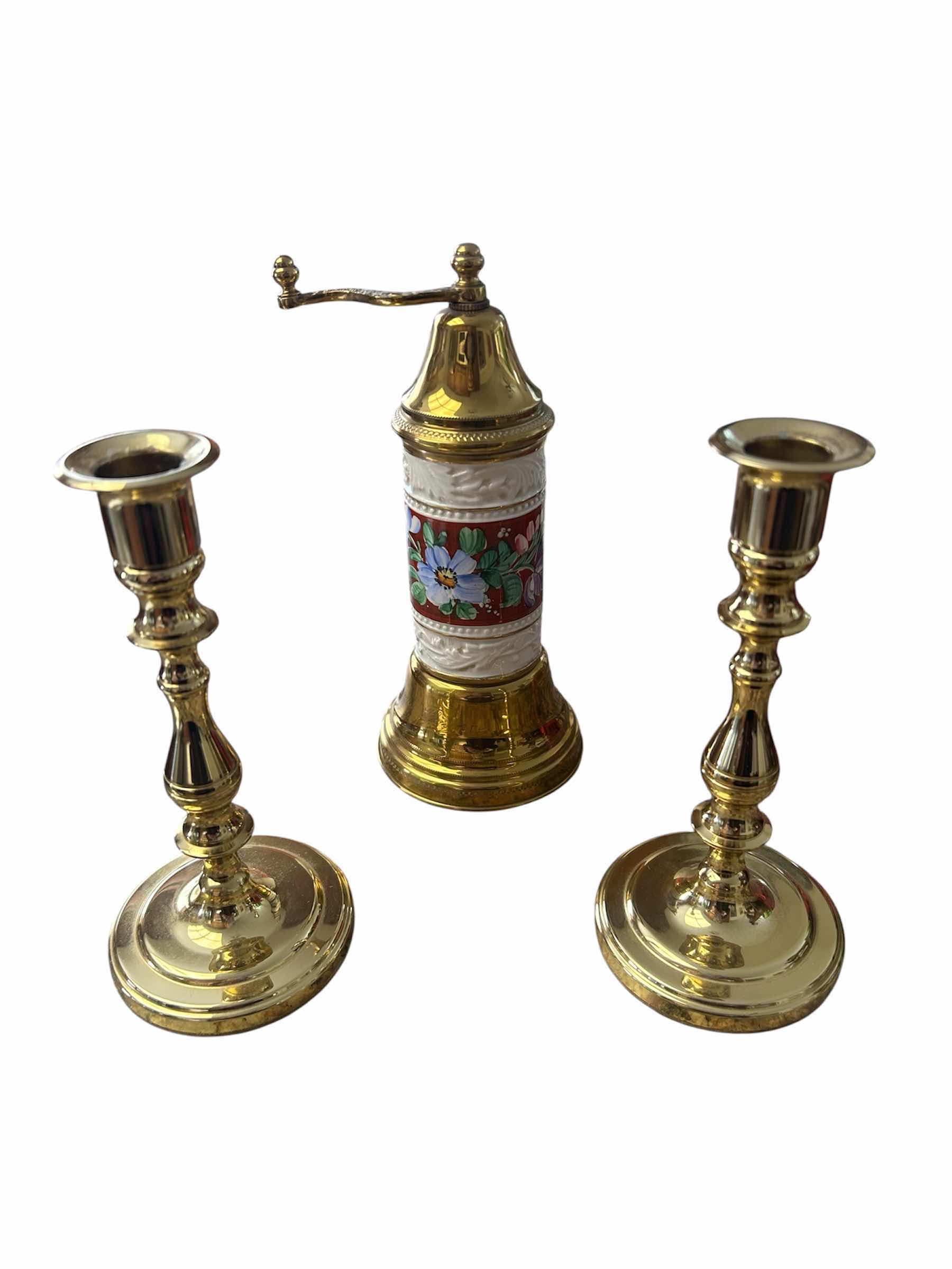 Photo 1 of CERAMIC PEPPER GRINDER FROM REUGE SWISS MUSIC BIX & 2 CANDLE  STICKS