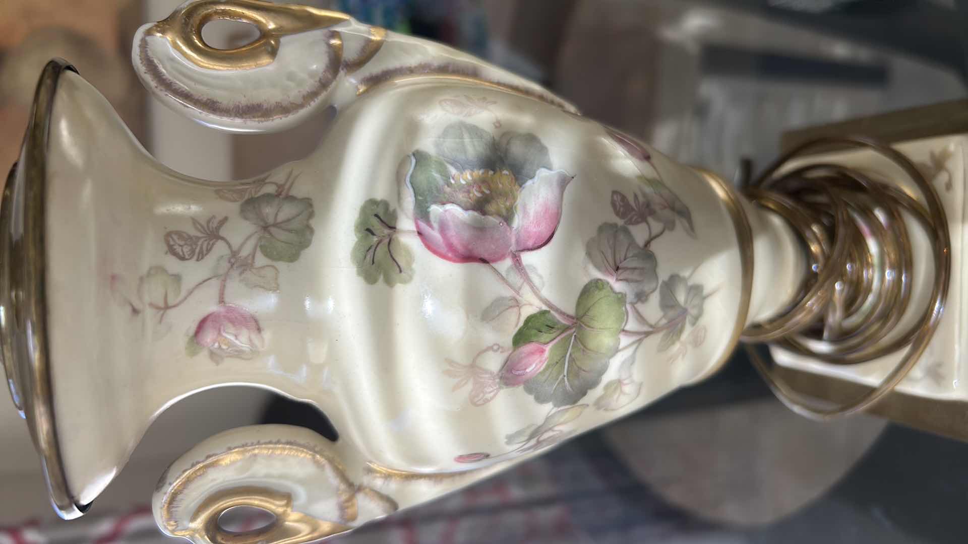 Photo 1 of 2- VINTAGE RENAISSANCE REVIVAL STYLE TABLE LAMPS HAND PAINTED PORCELAIN URN NO SHADE