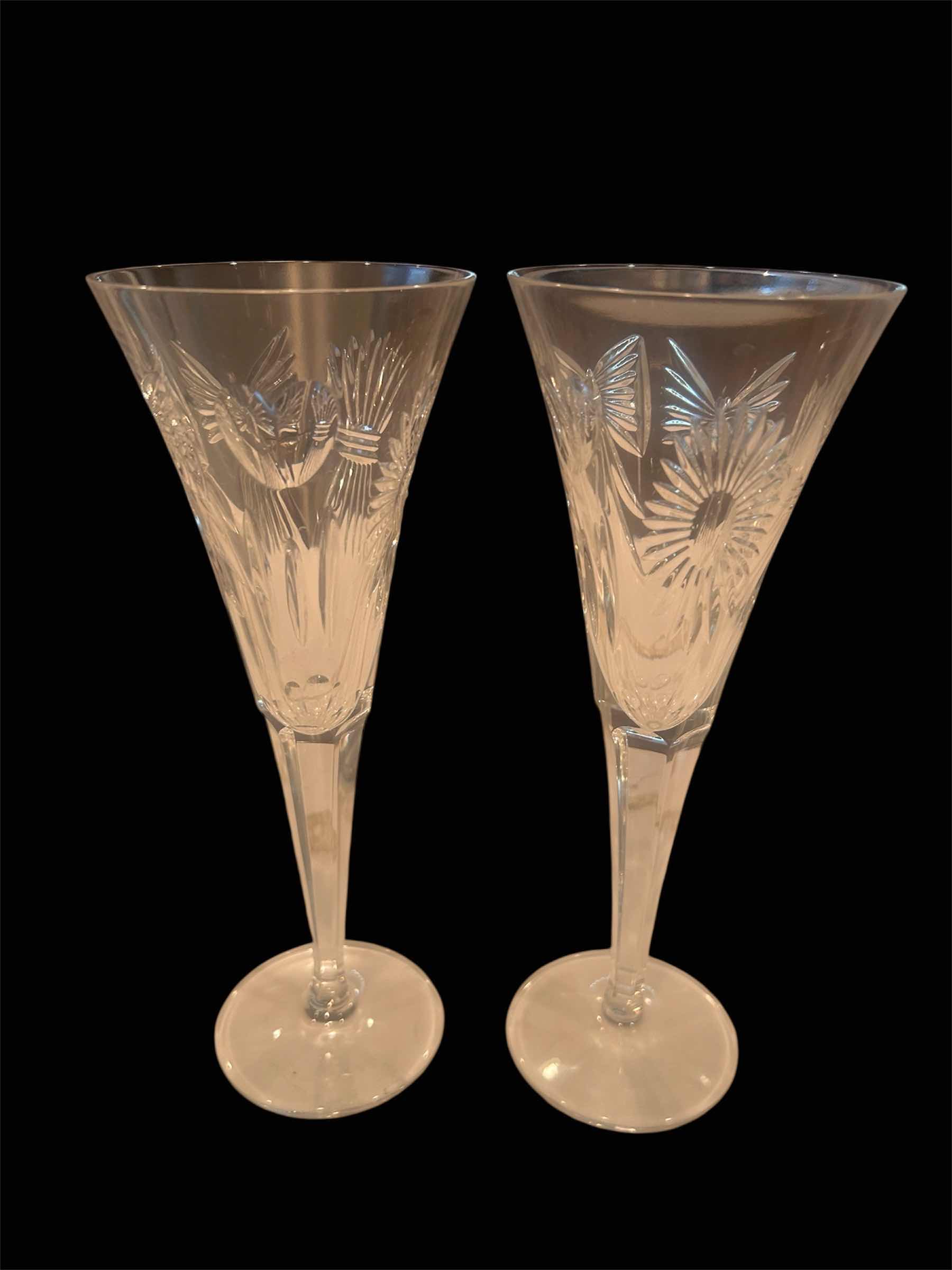Photo 1 of 2- RETIRED WATERFORD "UNIVERSAL WISHES"
MILLENNIUM COLLECTION CHAMPAGNE TOASTING FLUTES