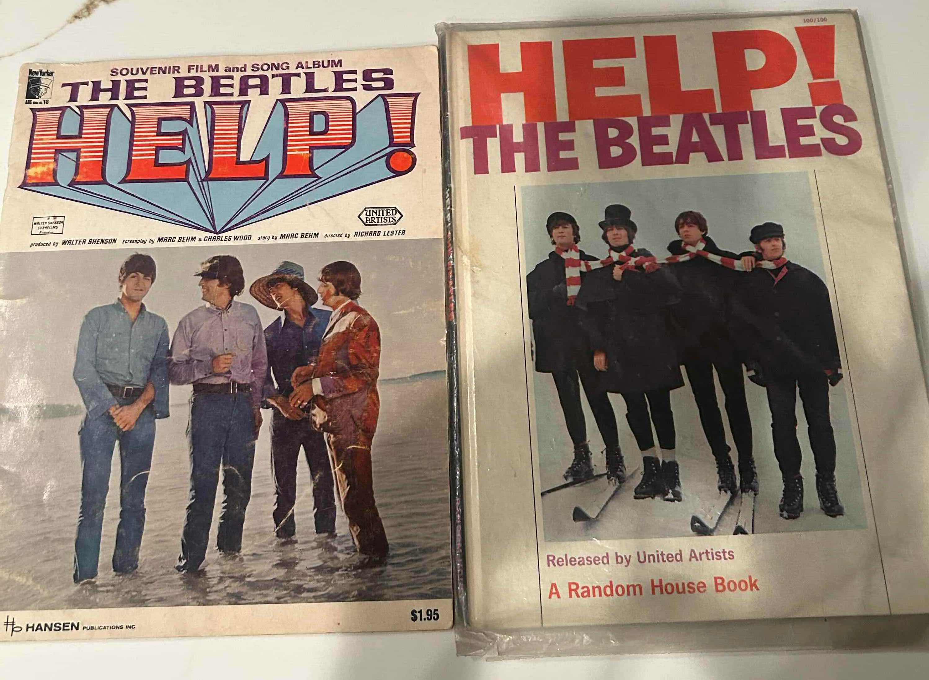 View 1 of VINTAGE 1965 " SOUVENIR FILM " SONG ALBUM SHEET MUSIC AND HARD COVER "HELP" BOOK BY RANDOM HOUSE