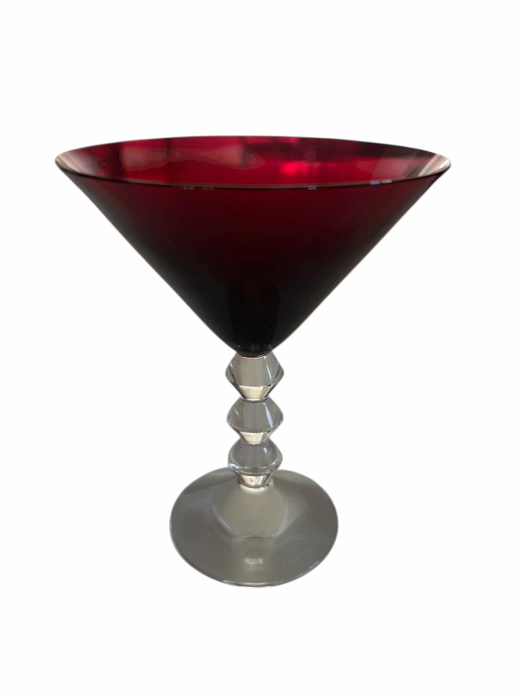 Photo 1 of BACCARAT VEGA MARTINI GLASS RUBY COLOR PART OF THE VEGA COLLECTION IN ORIGINAL RED BOX