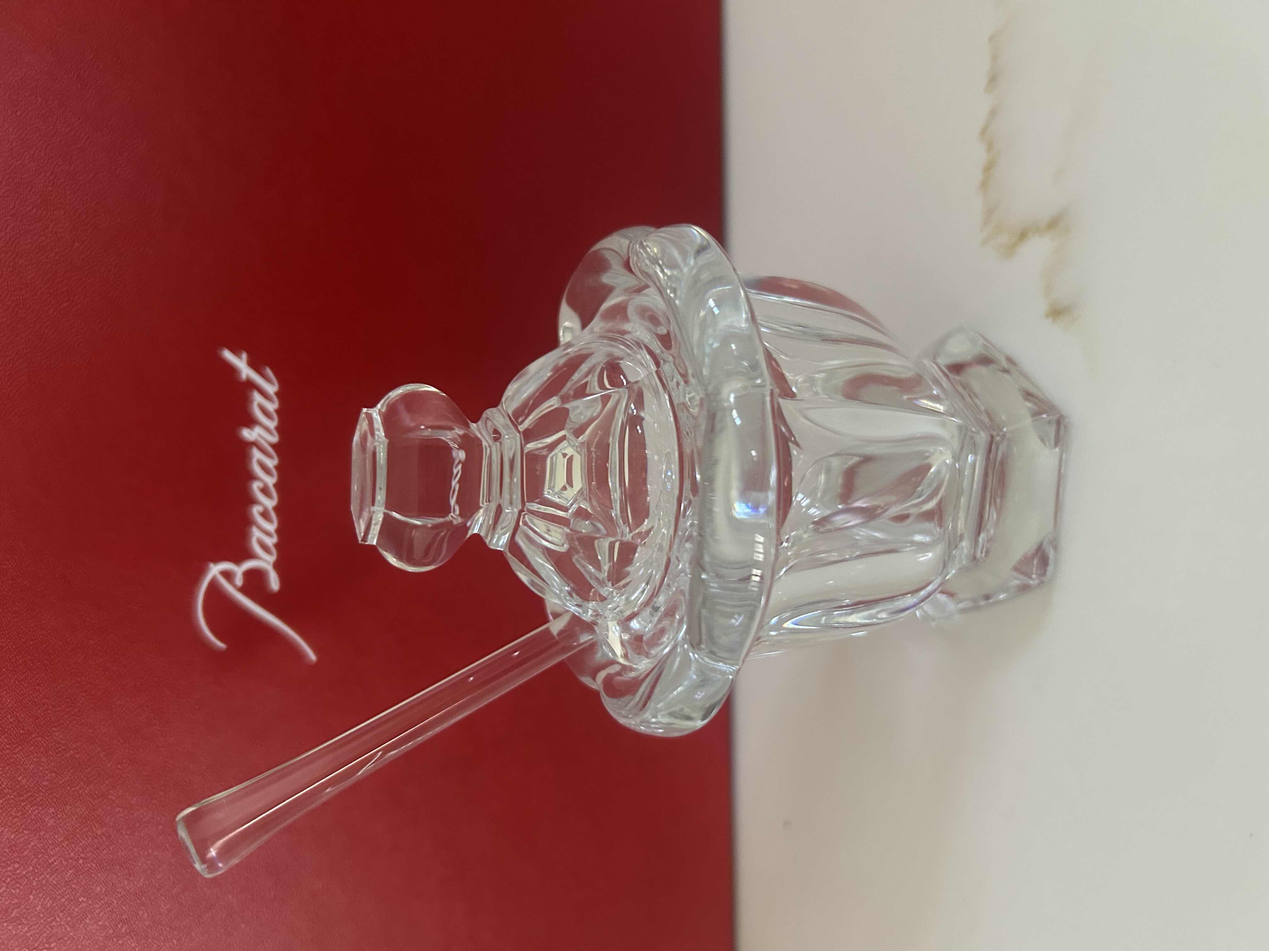 Photo 1 of BACCARAT HARCOURT MISSOURI CRYSTAL MUSTARD JAR W LIDDED JAR AND CRYSTAL SPOON H 5"