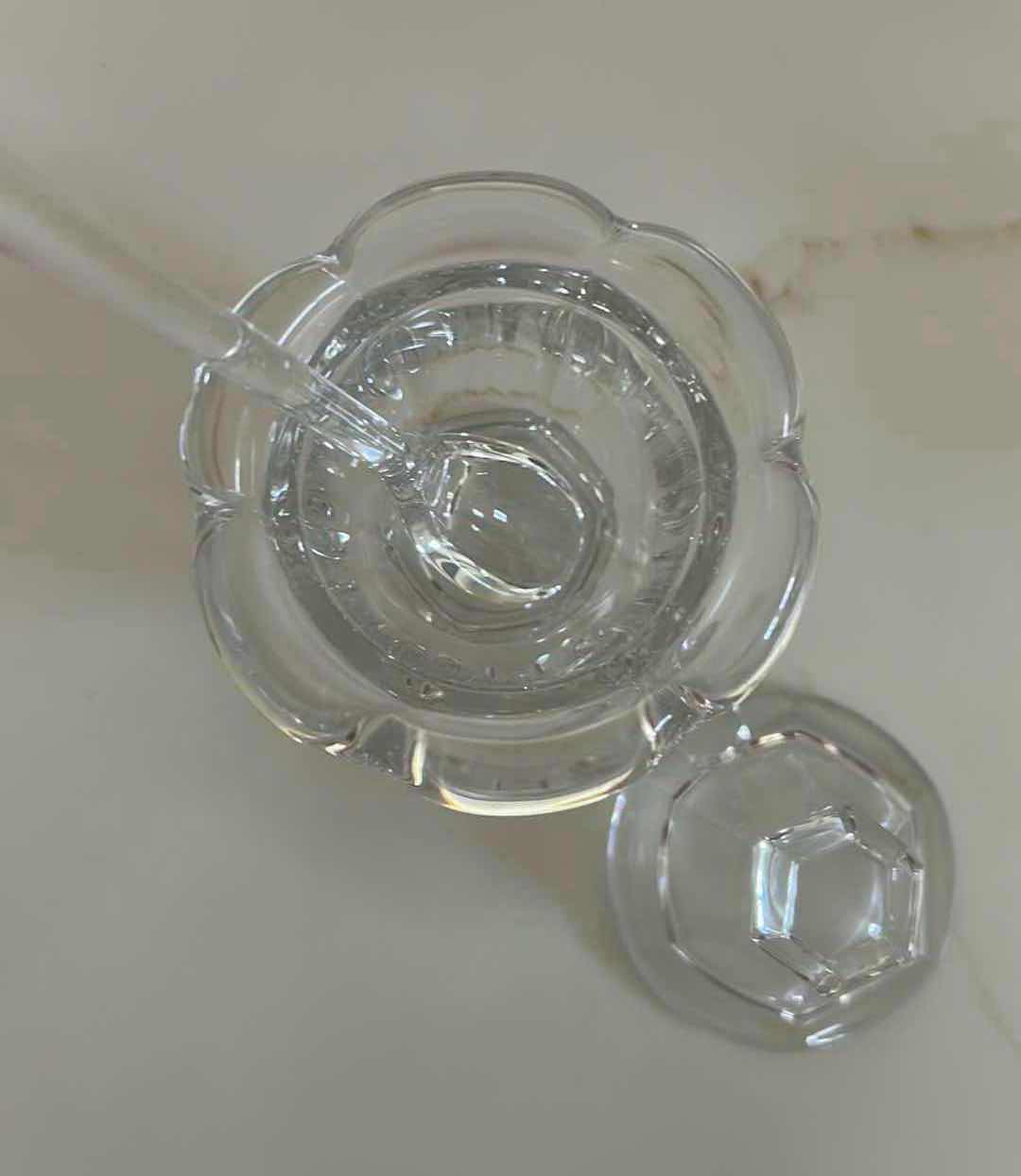 Photo 1 of BACCARAT HARCOURT MISSOURI CRYSTAL MUSTARD JAR W LIDDED JAR AND CRYSTAL SPOON H 5"