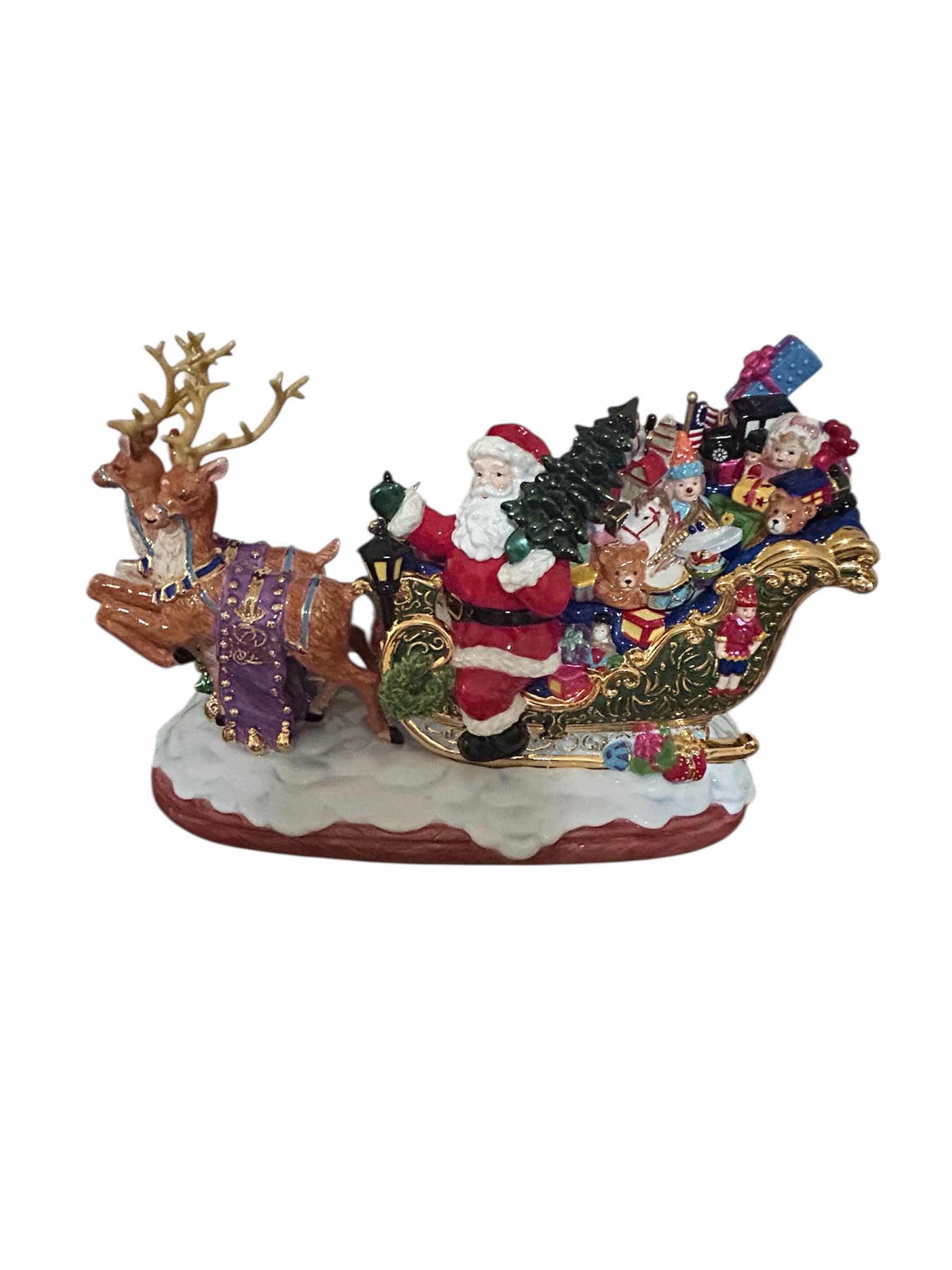 Photo 1 of VINTAGE CHRISTOPHER RADKO " SLEIGHFUL OF JOY" SANTA CLAUS CENTER PIECE AND COOKIE JAR 16" X 9"