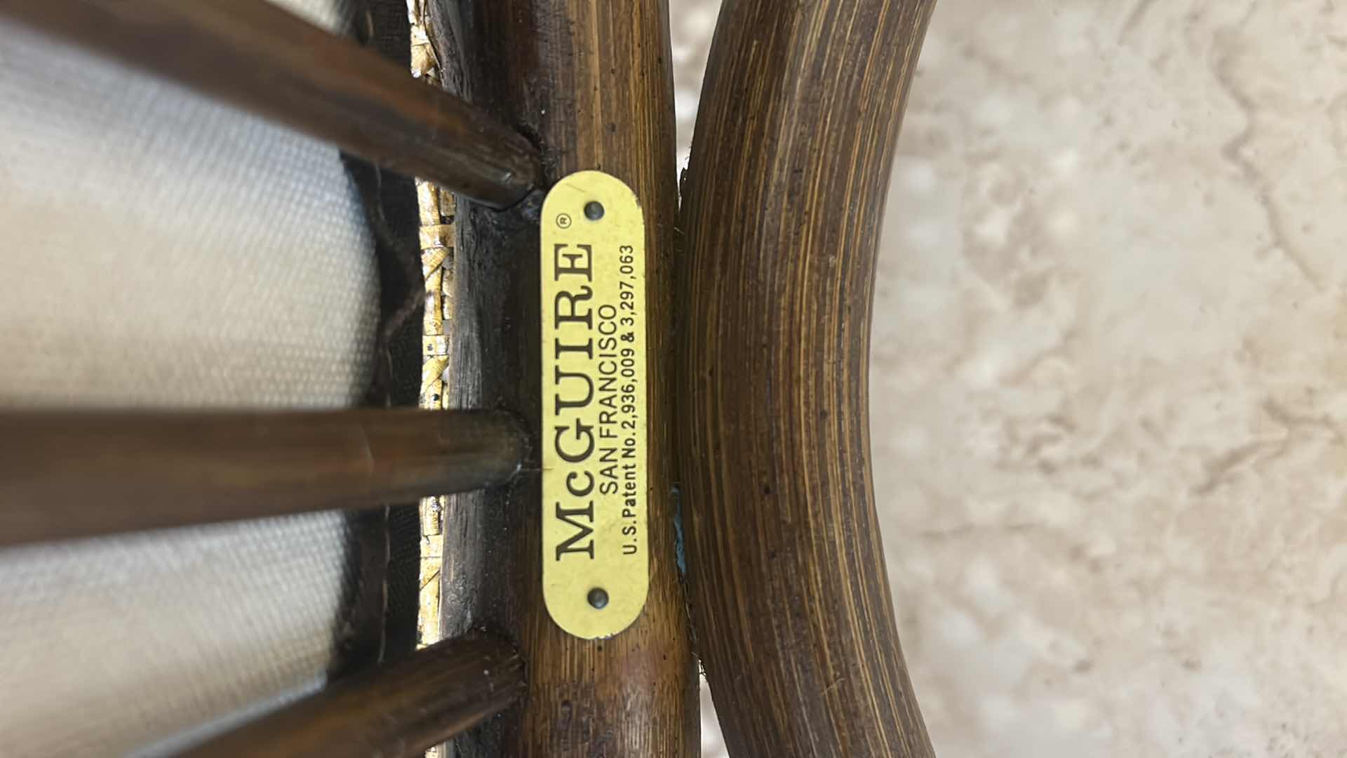 Photo 1 of VINTAGE MCGUIRE RATTAN AND CANED BARREL BACK SIDE CHAIR