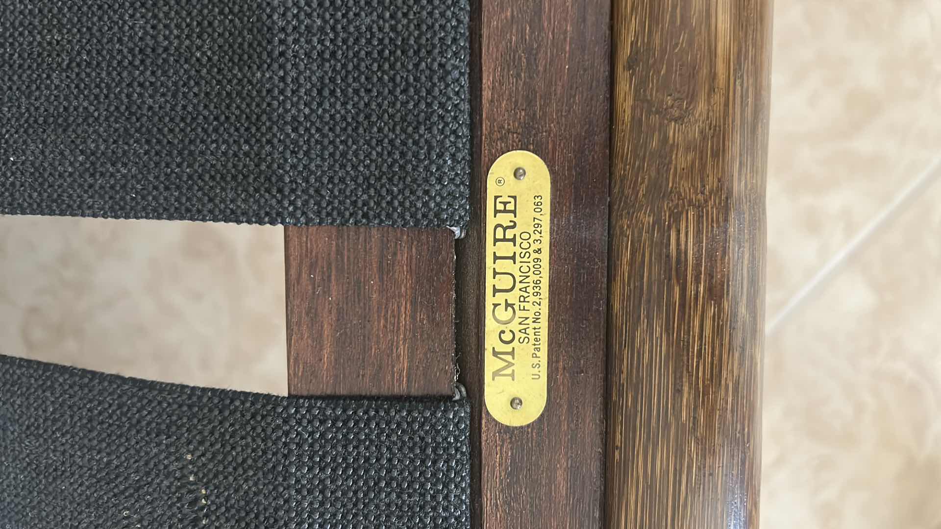 Photo 1 of VINTAGE CANED RATTAN SETTEE W SOFT FABRIC CUSHIONS FROM MCGUIRE SAN FRANCISCO 63" X 25"