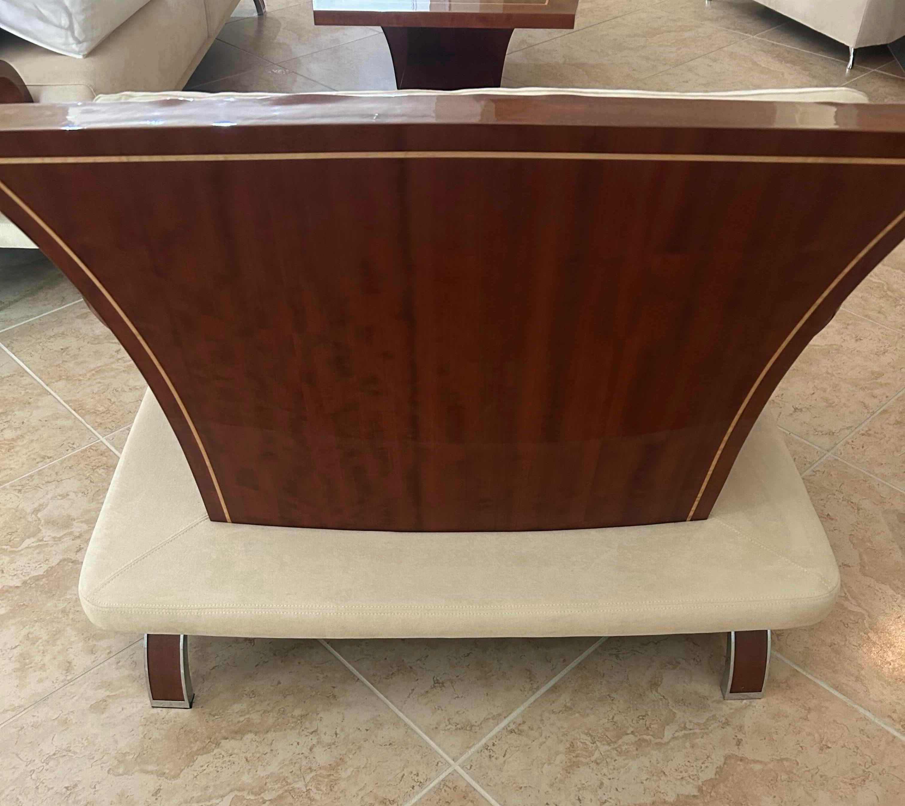 Photo 1 of SUPER ROY MODULAR ROSEWOOD CURVED ARM LOUNGE W SUEDE FABRIC CUSHIONS