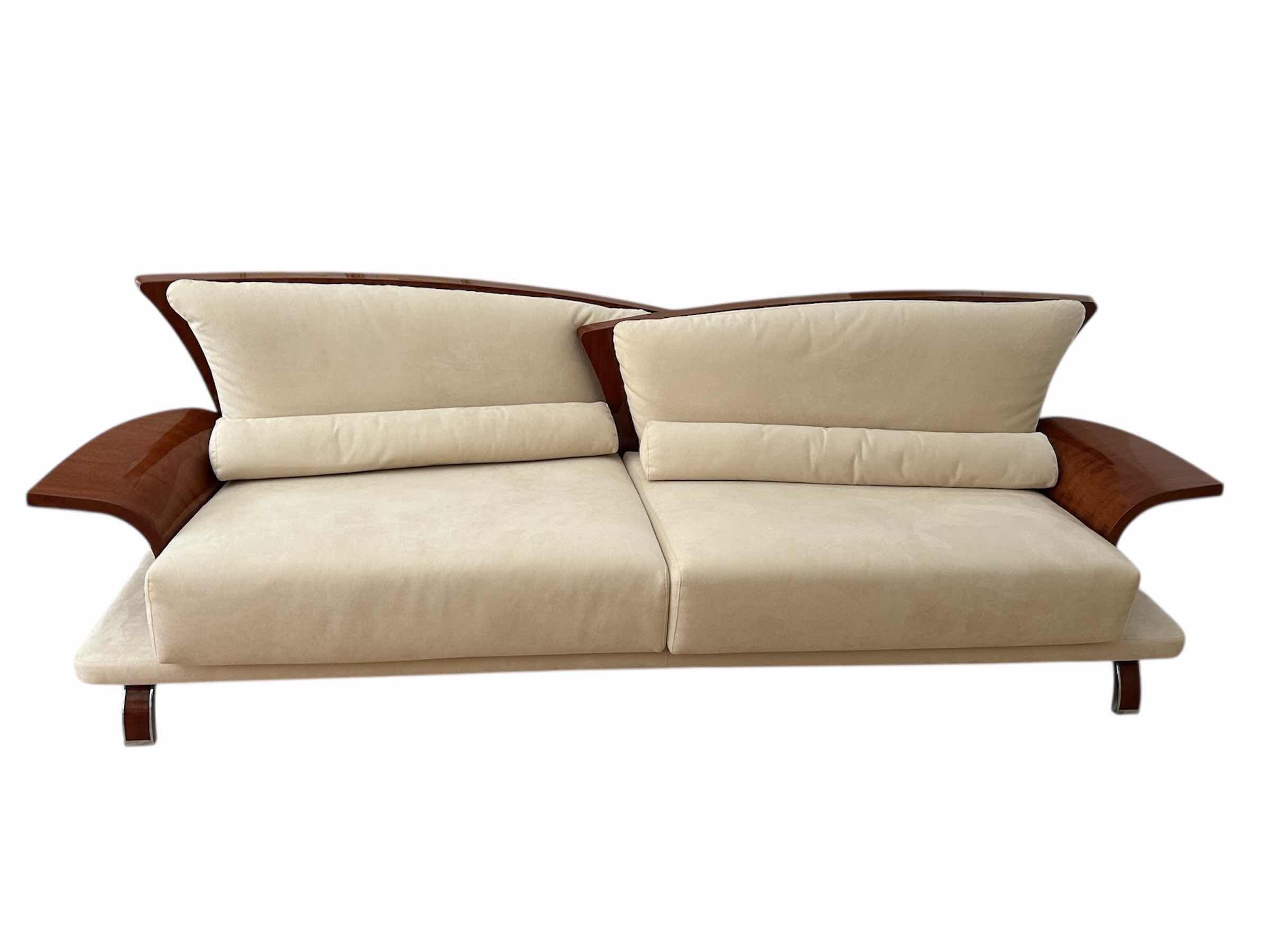 Photo 1 of 8' SUPER ROY MODULAR ROSEWOOD SOFA W SUEDE FABRIC CUSHIONS