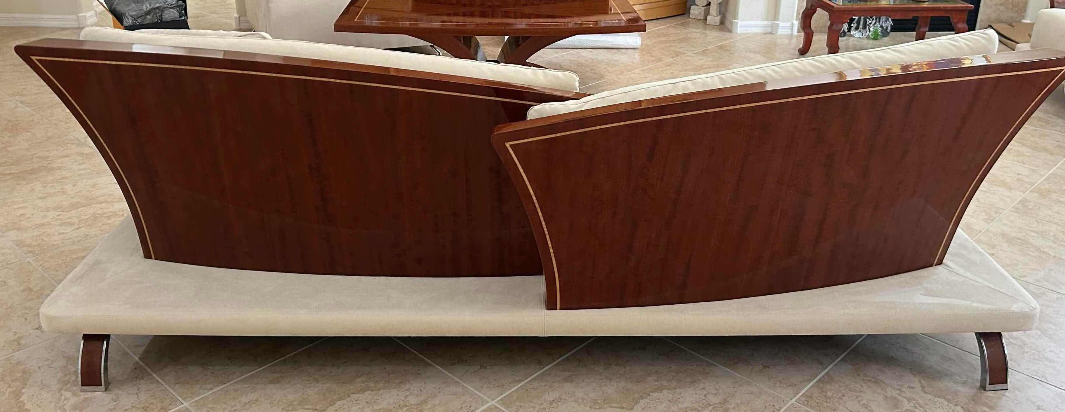 Photo 1 of 8' SUPER ROY MODULAR ROSEWOOD SOFA W SUEDE FABRIC CUSHIONS