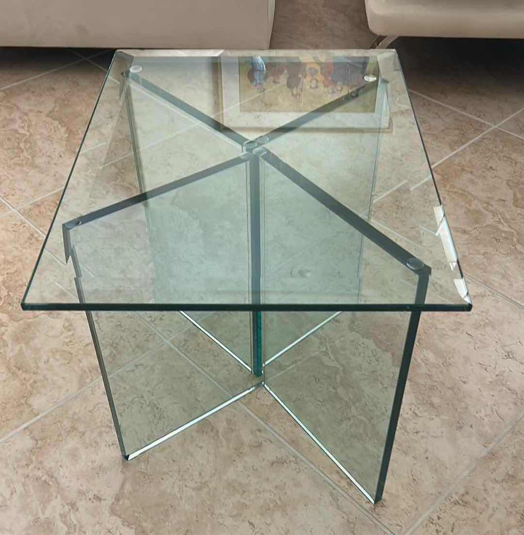 Photo 1 of MID CENTURY MODERN GLASS SIDE TABLE 21" X 16" H 17"