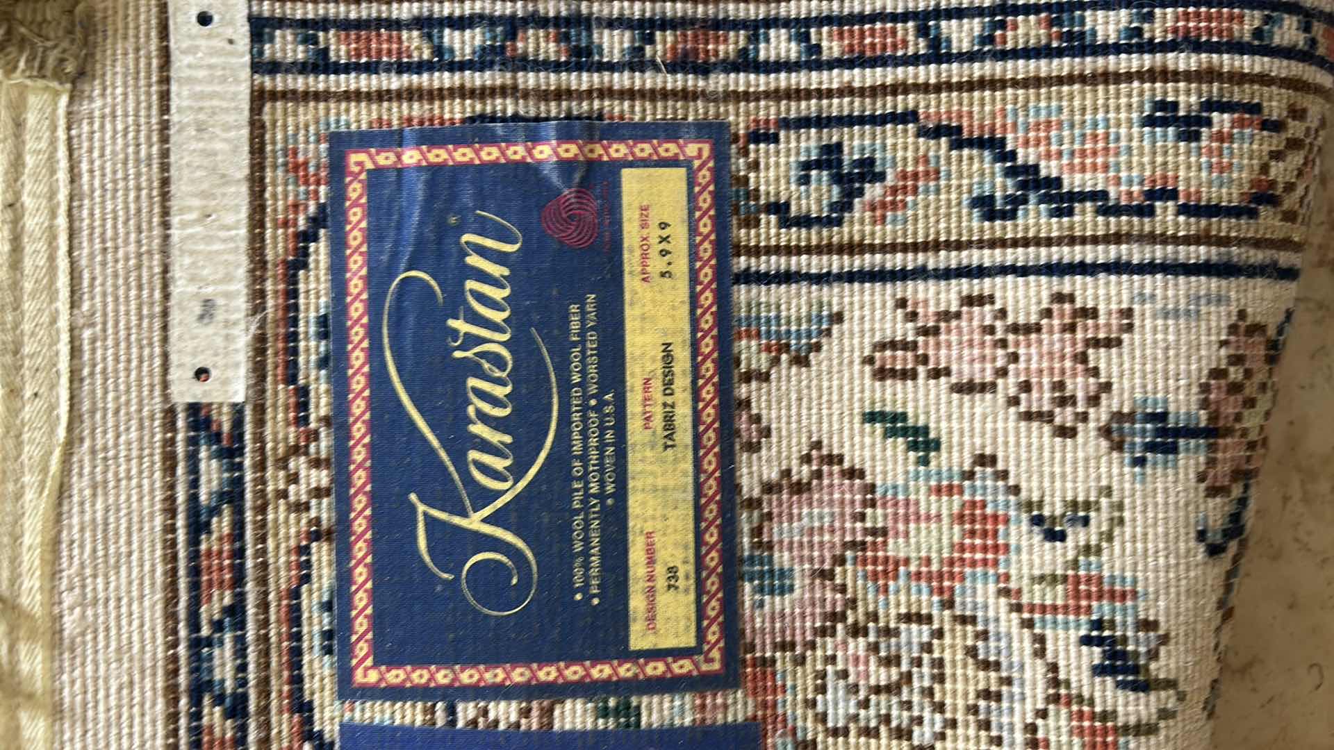 Photo 1 of VINTAGE KARASTAN TABRIZ STYLE WOOL RUG W FRINGE DESIGN #738 6FT X 9 FT