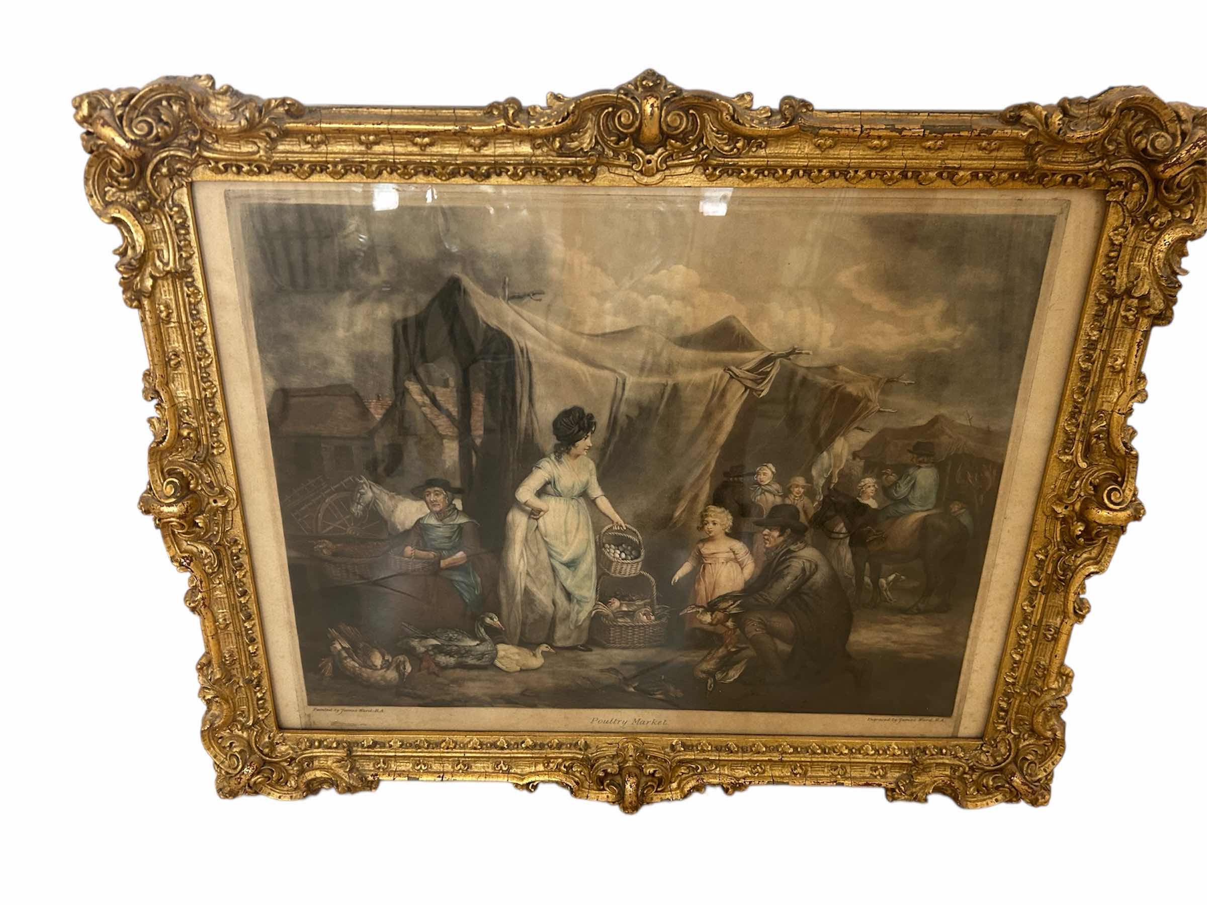 Photo 1 of GOLD ORNATE FRAMED JAMES WARD "POULTRY MARKET " 27" X 22"
