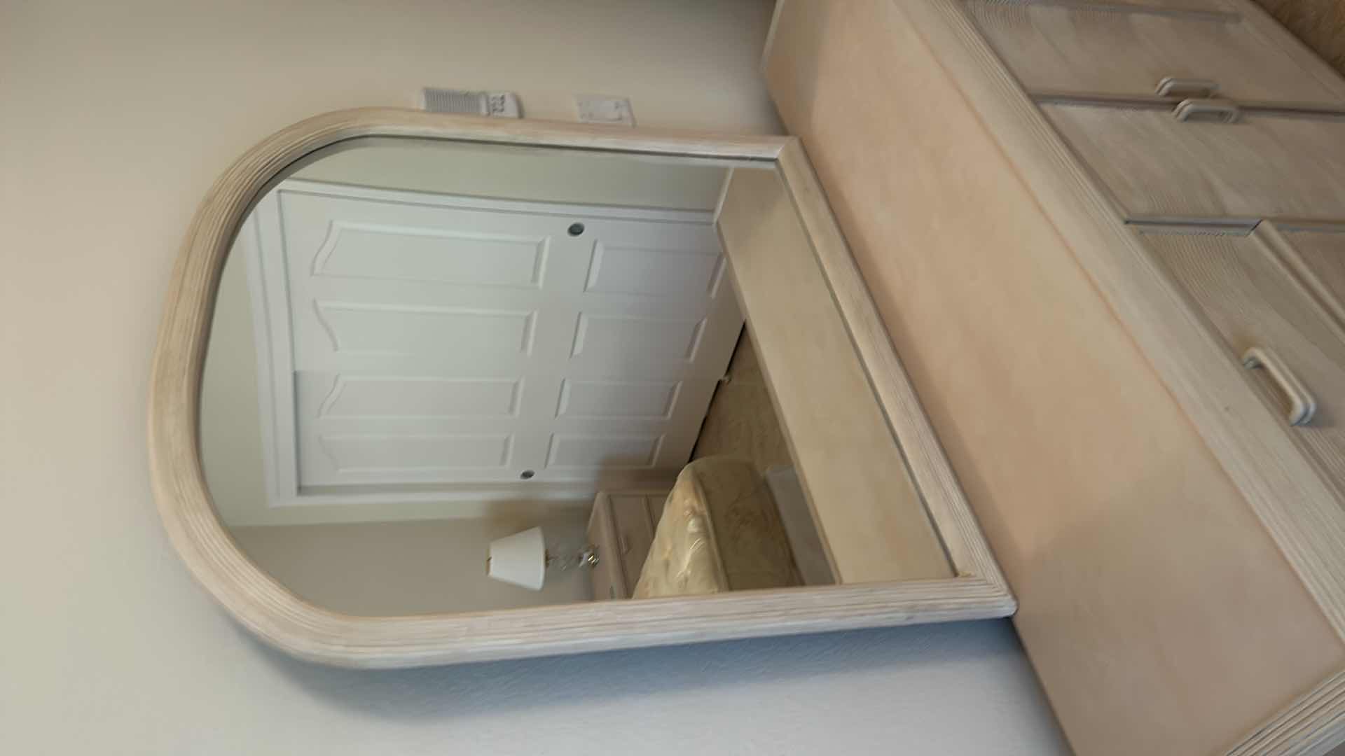 Photo 1 of VINTAGE PENCIL REED COASTAL BOHO DRESSER W ARCHED MIRROR 68" X 18" H 31"