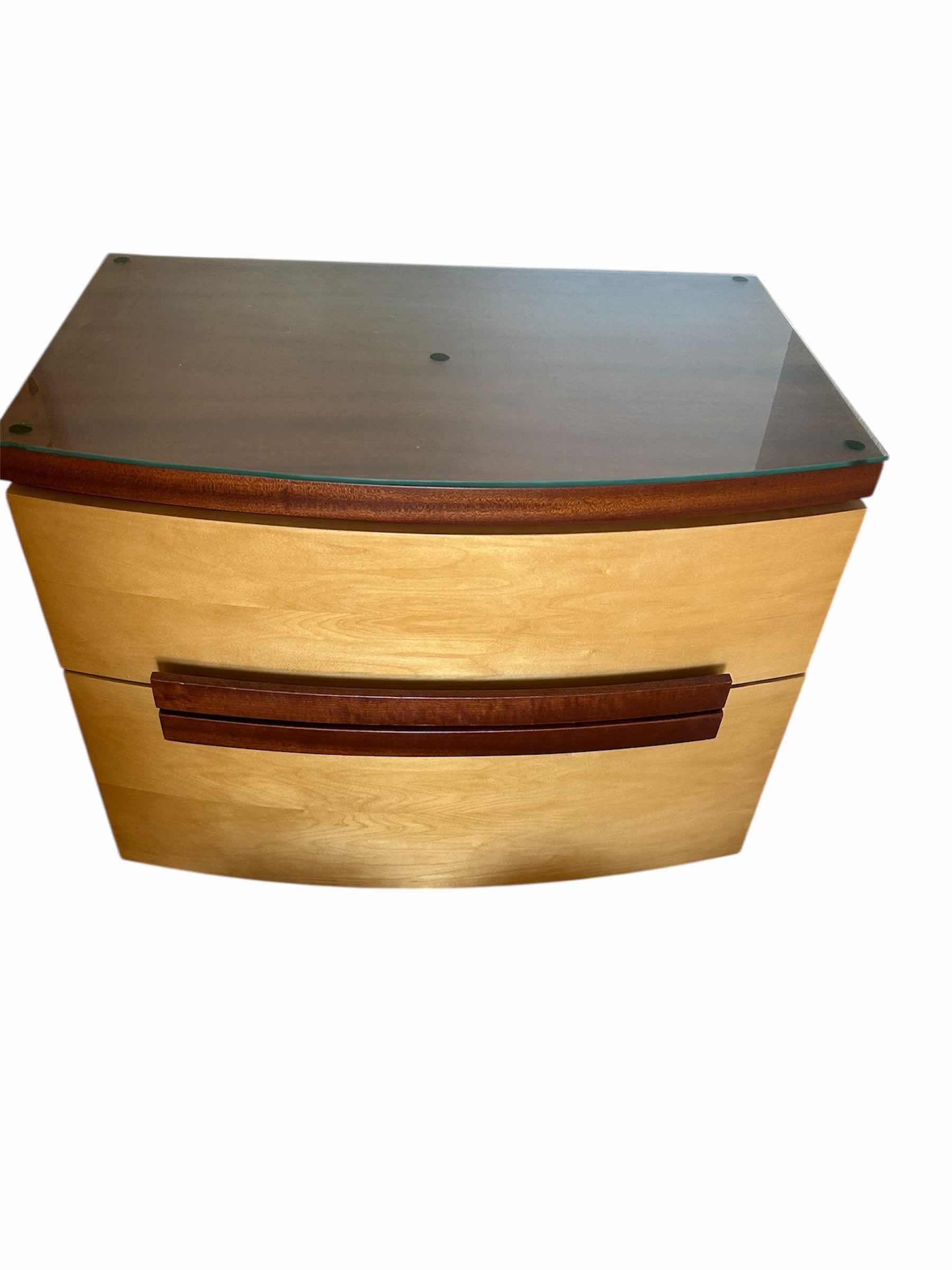 View 1 of MAPLE ART DECO MID CENTURY 2 DRAWER NIGHT STAND 30" X 19" H 24"